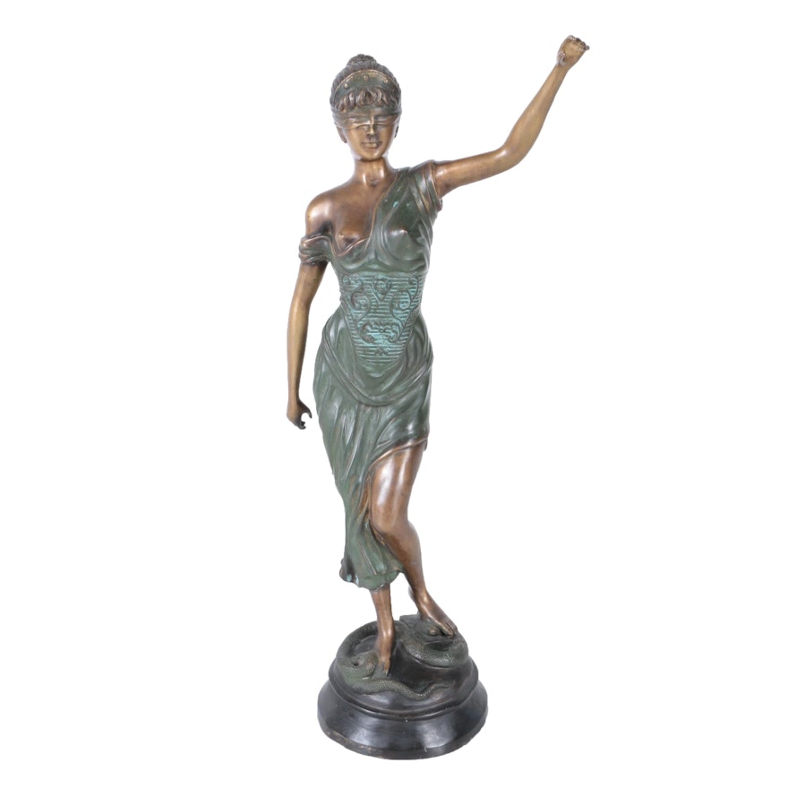 Cast Bronze Sculpture of Lady Justice