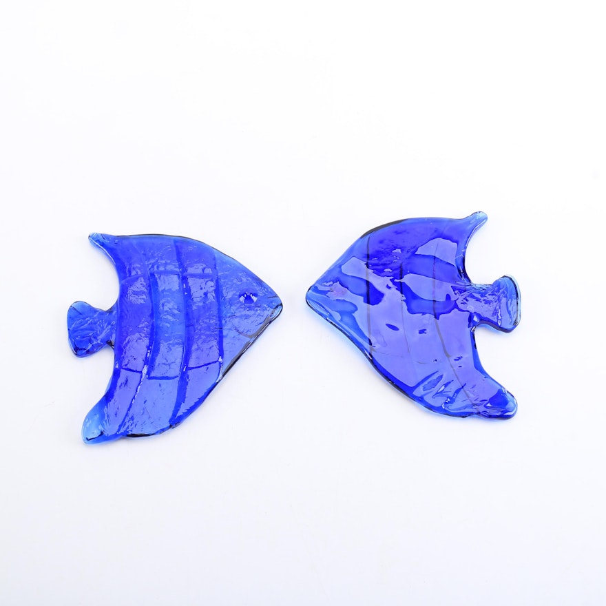 Cobalt Art Glass Fish Decor