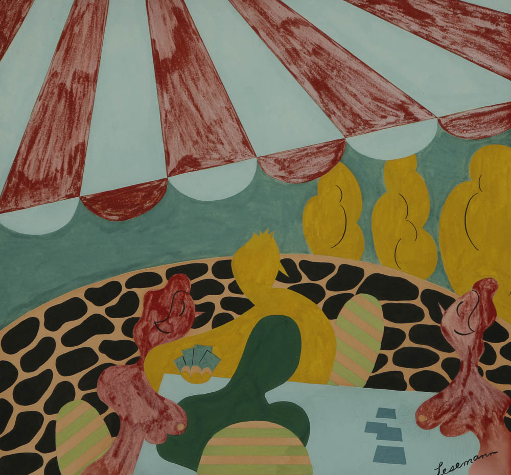 Modernist Gouache Painting on Paper