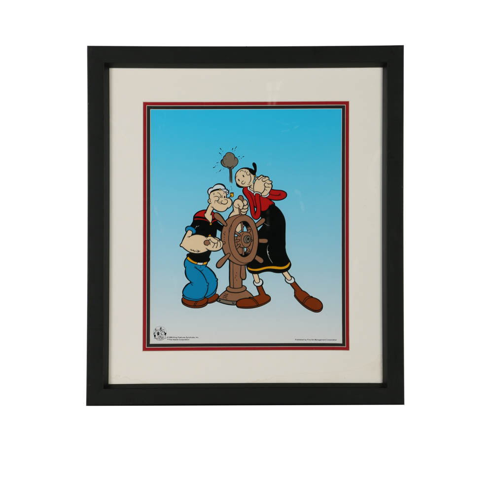 Serigraph Print on Celluloid "Popeye and Olive Oyl"