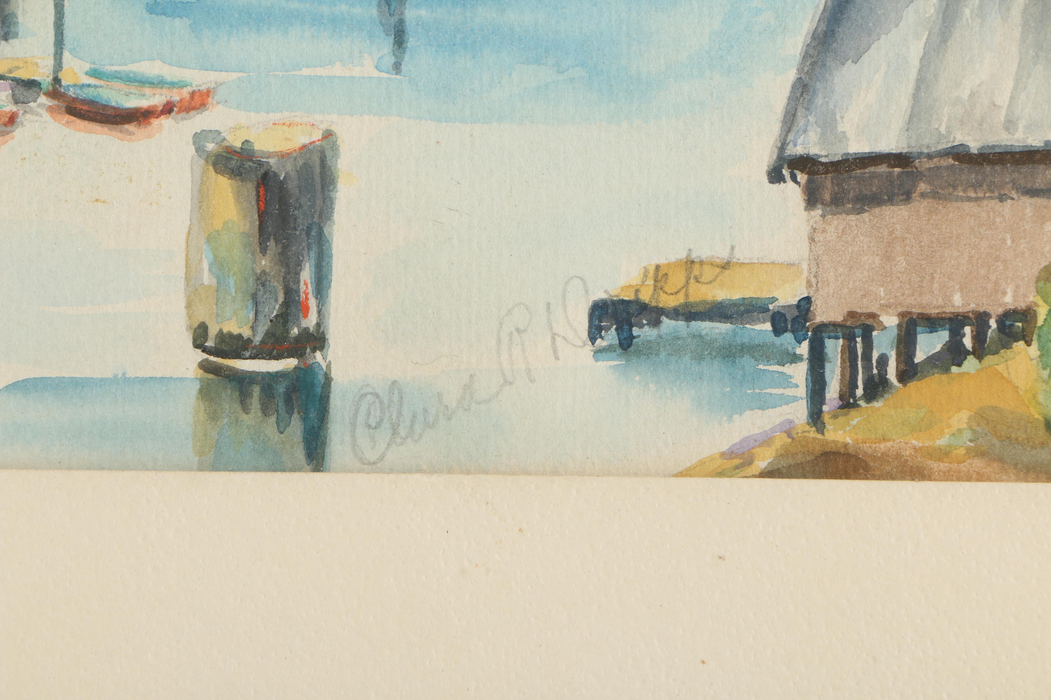 Watercolor Painting of Lake Scene