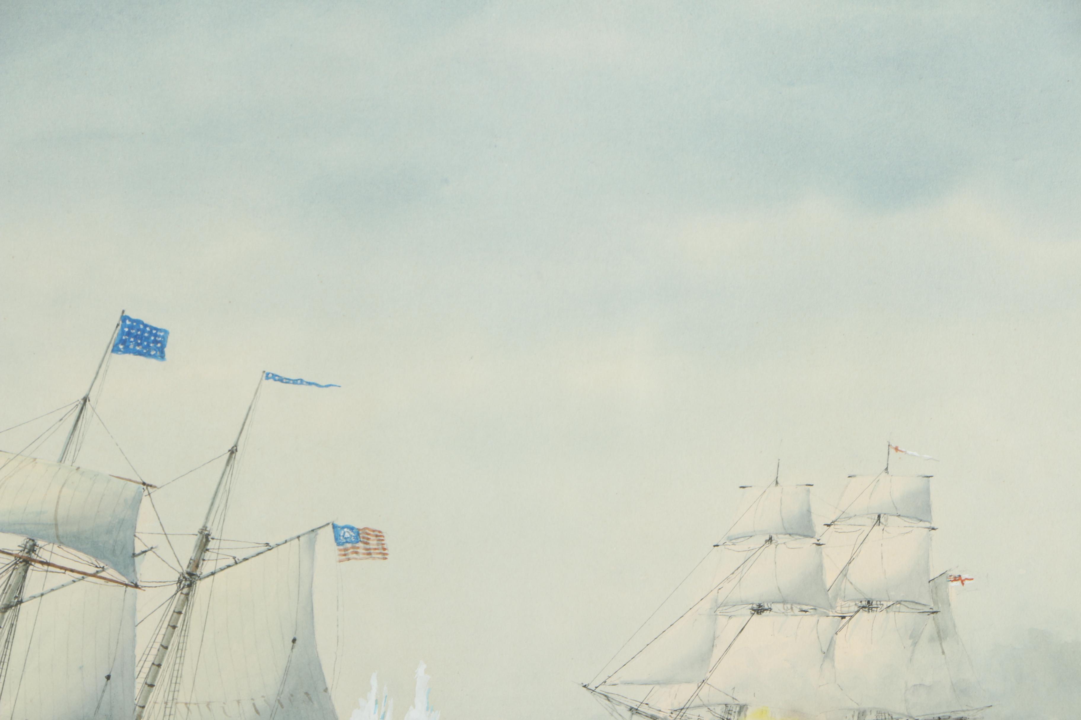 E. Tufnell Watercolor Nautical Painting "Catch Me Who Can"