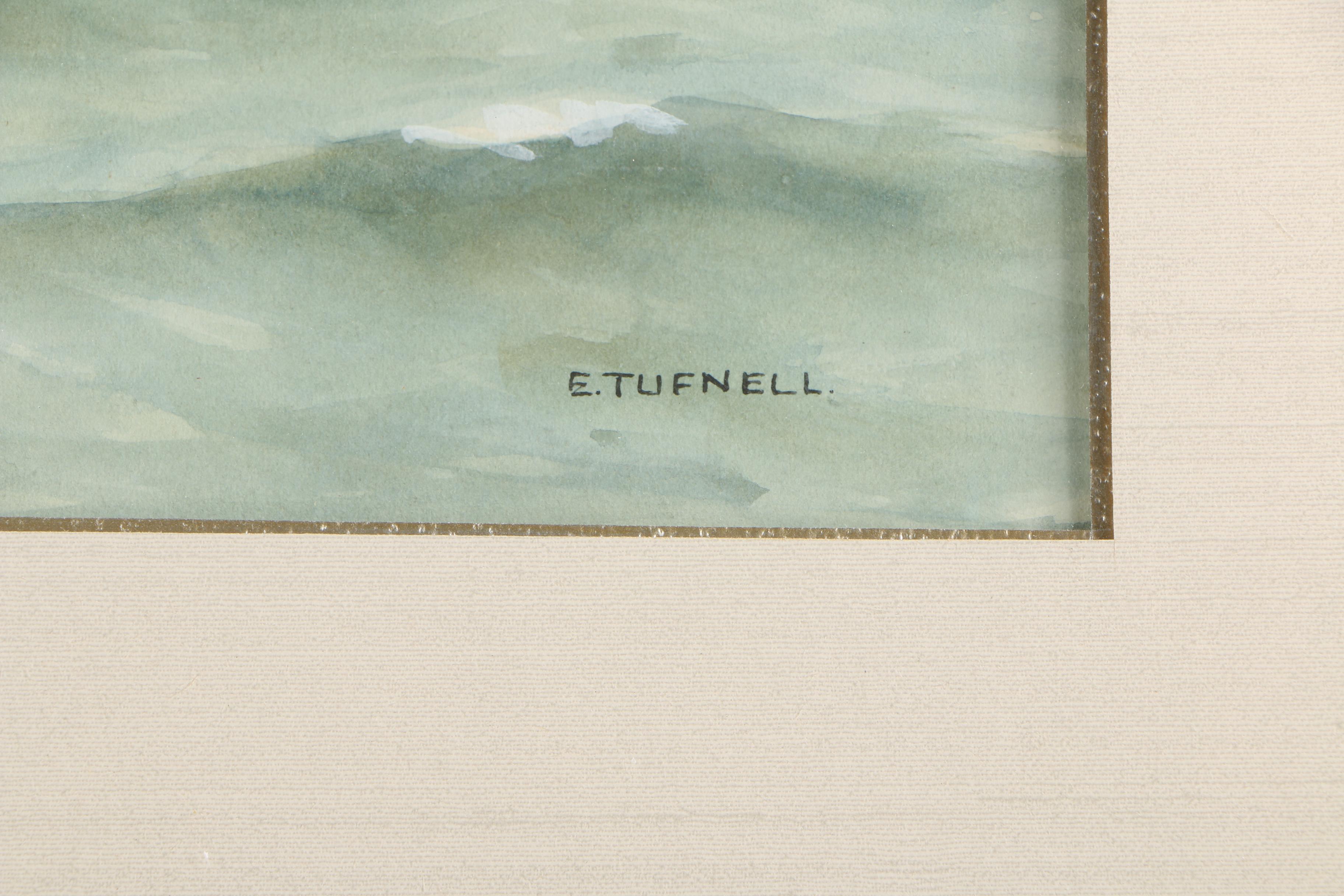 E. Tufnell Watercolor Nautical Painting "Catch Me Who Can"