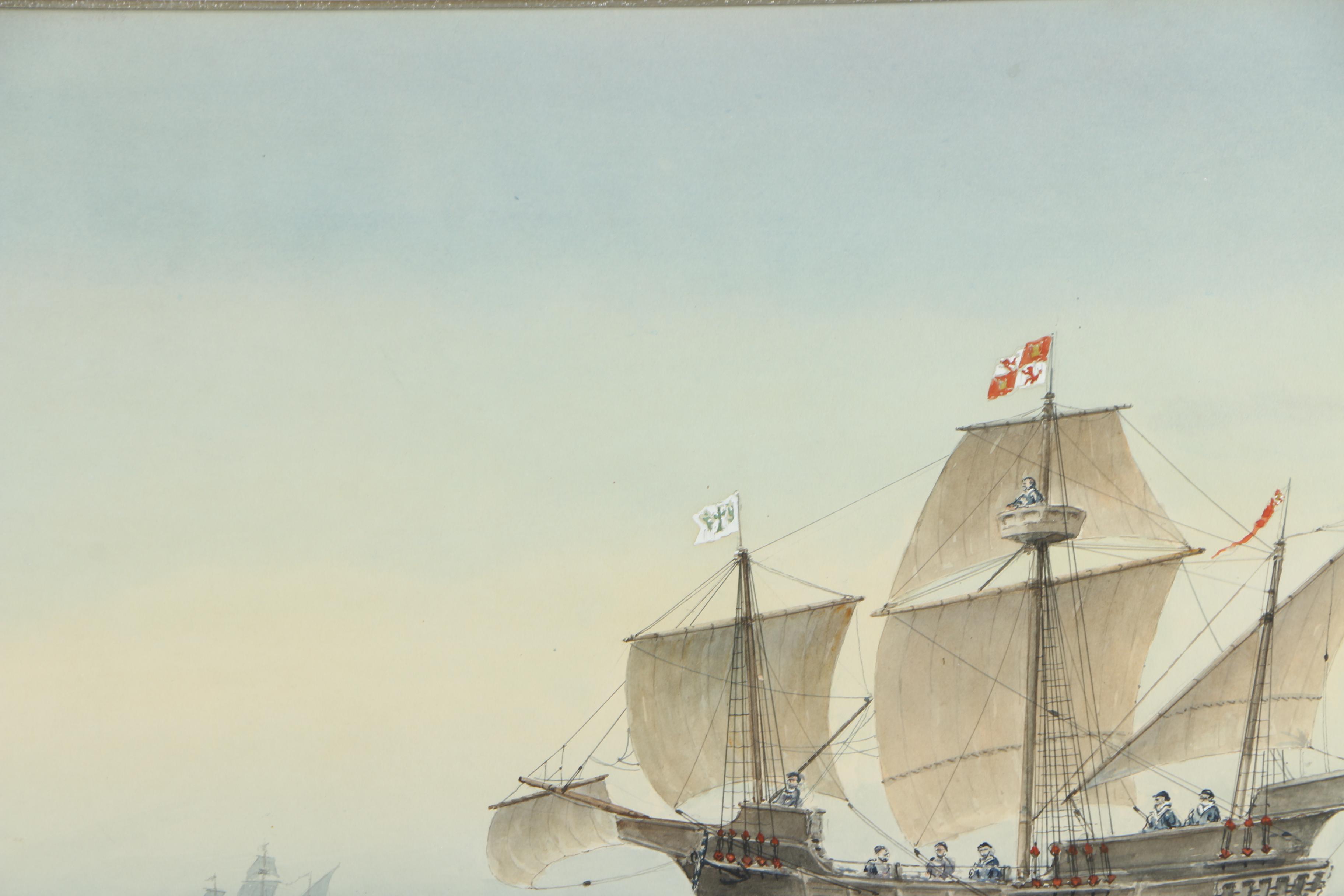 E. Tufnell Watercolor Nautical Painting "Nina 1492"