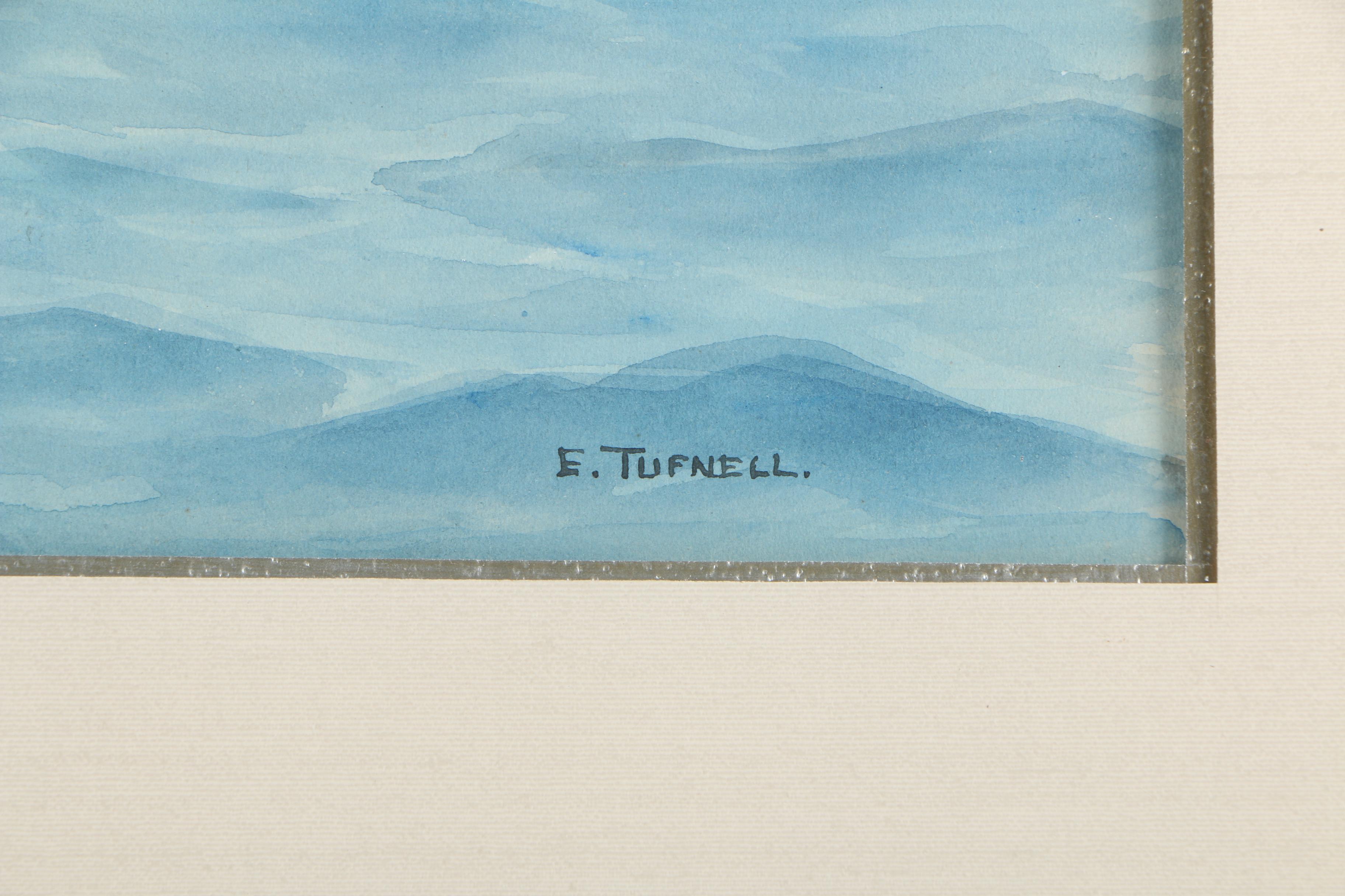 E. Tufnell Watercolor Nautical Painting "Constellation & L'Insurgent"