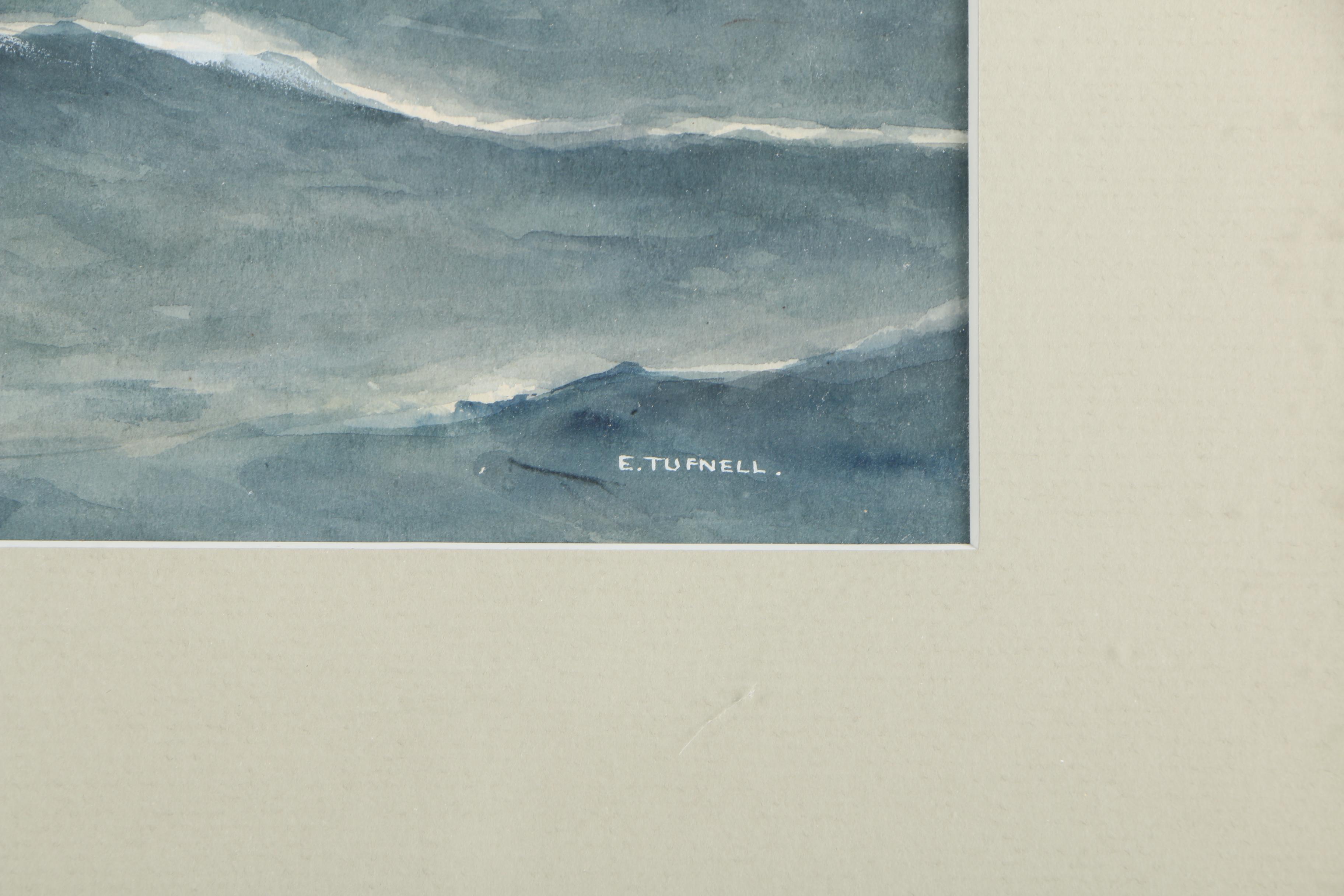 E. Tufnell Watercolor Nautical Painting "U.S.S. Washington"