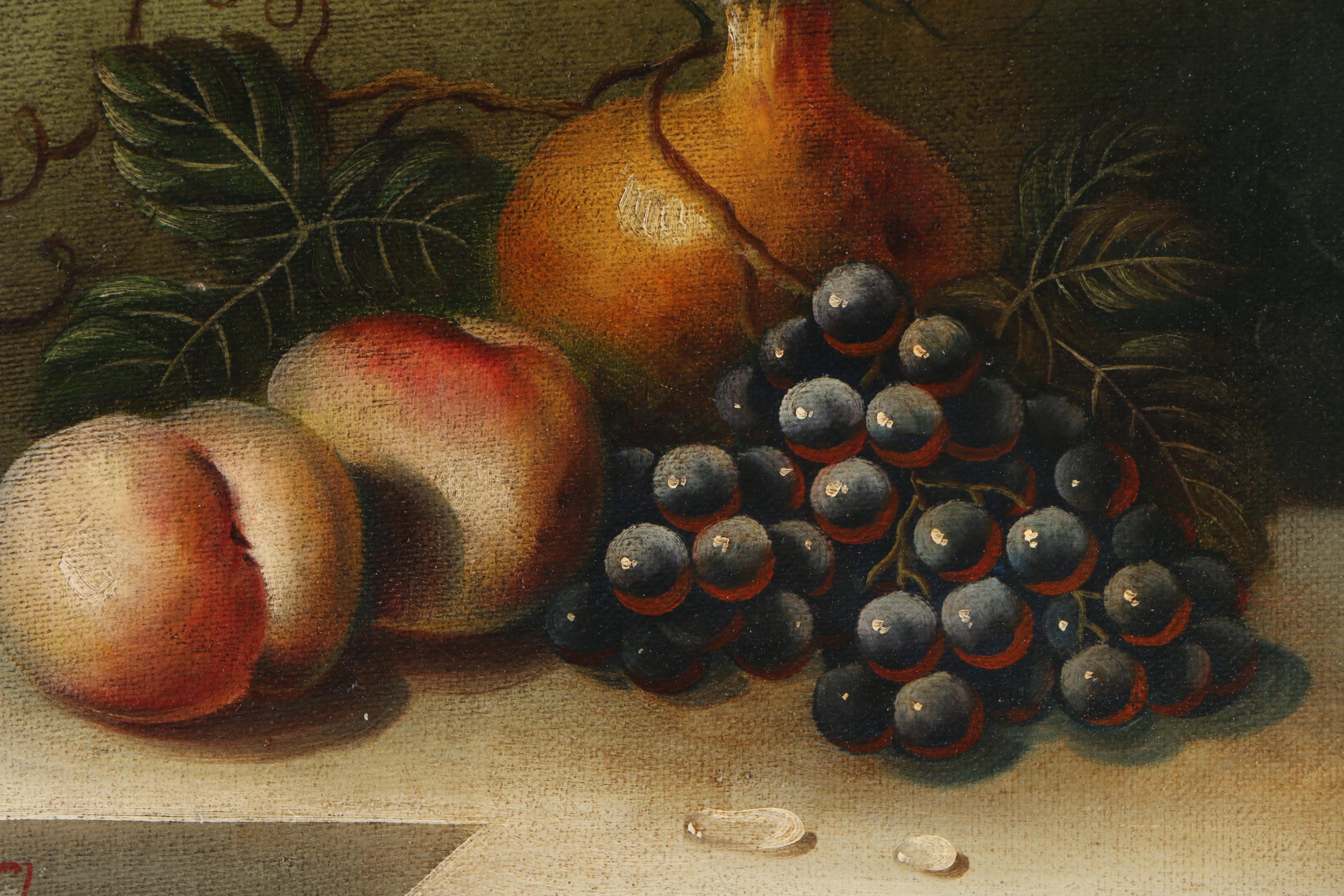 Therese Oil Painting of Still Life with Fruit and Vase