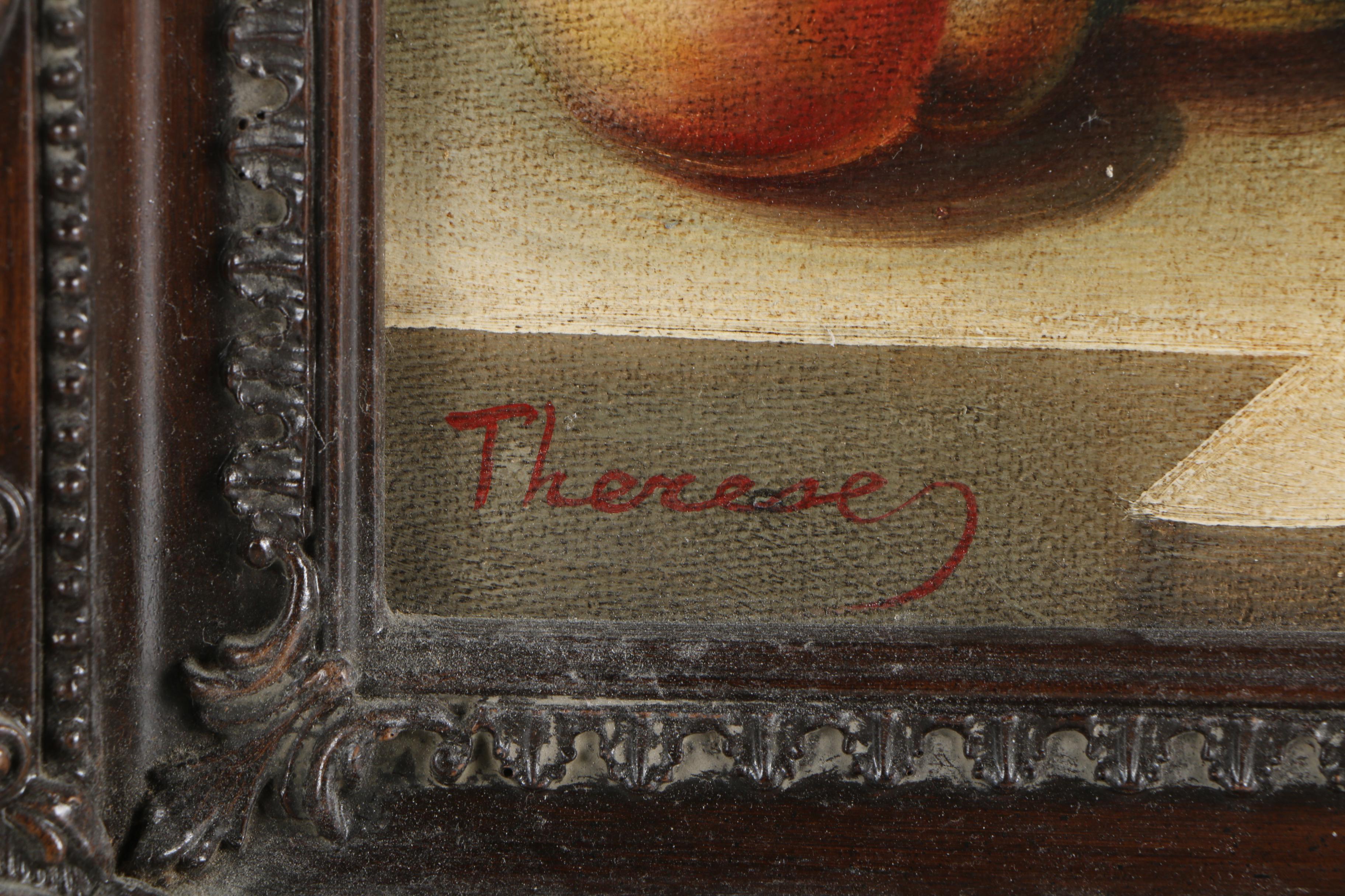 Therese Oil Painting of Still Life with Fruit and Vase