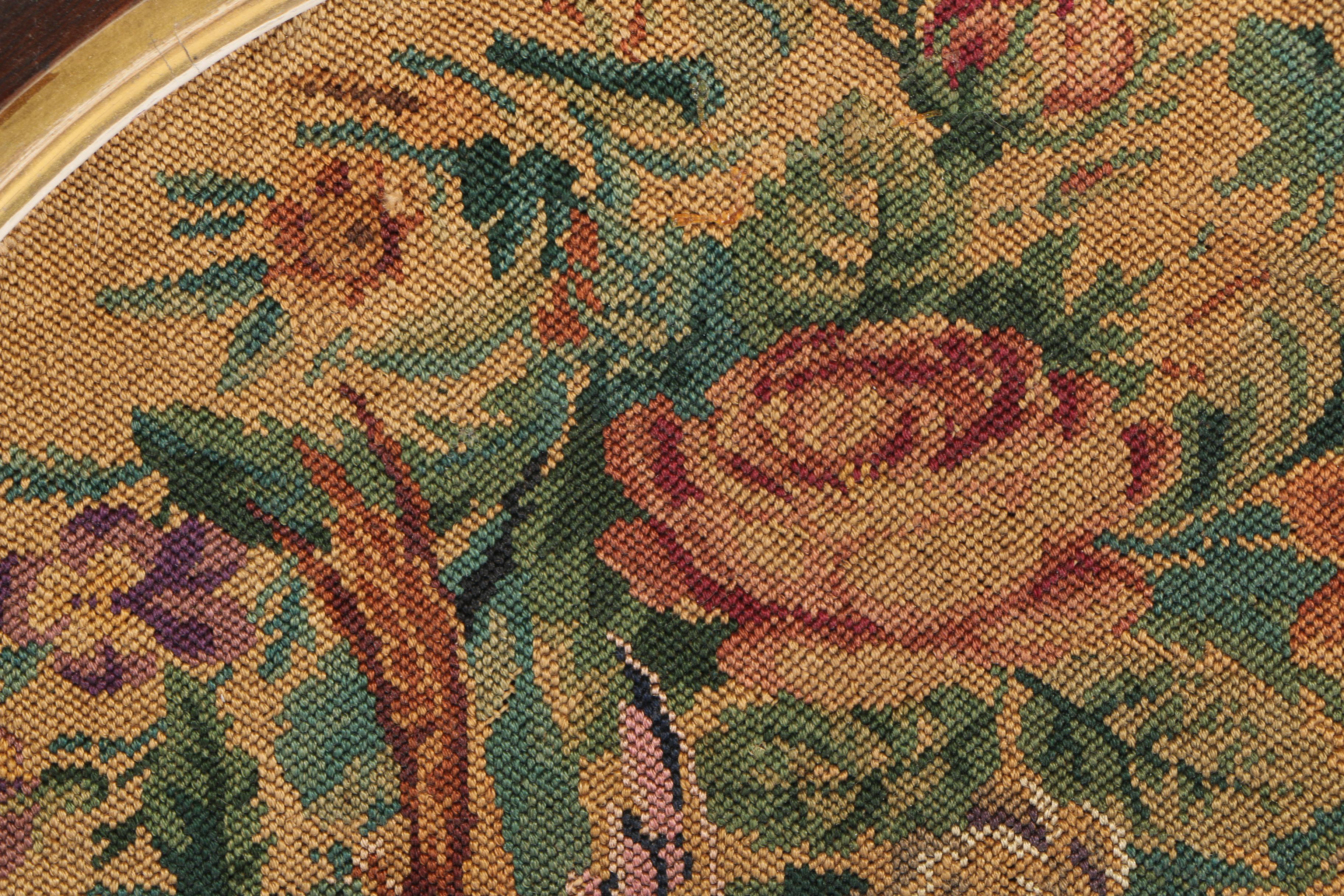 Needlepoint Textile of Birds and Flowers