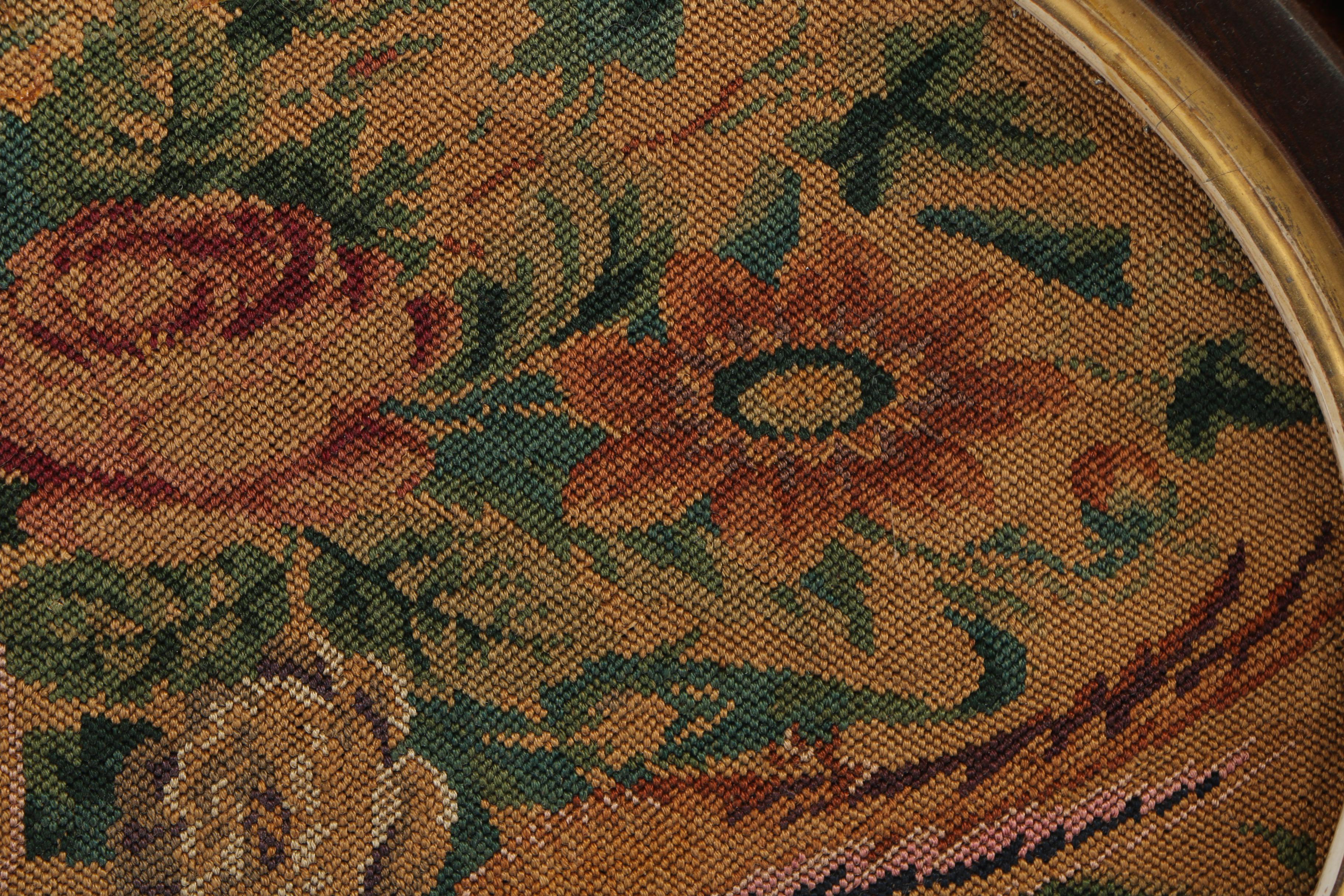 Needlepoint Textile of Birds and Flowers