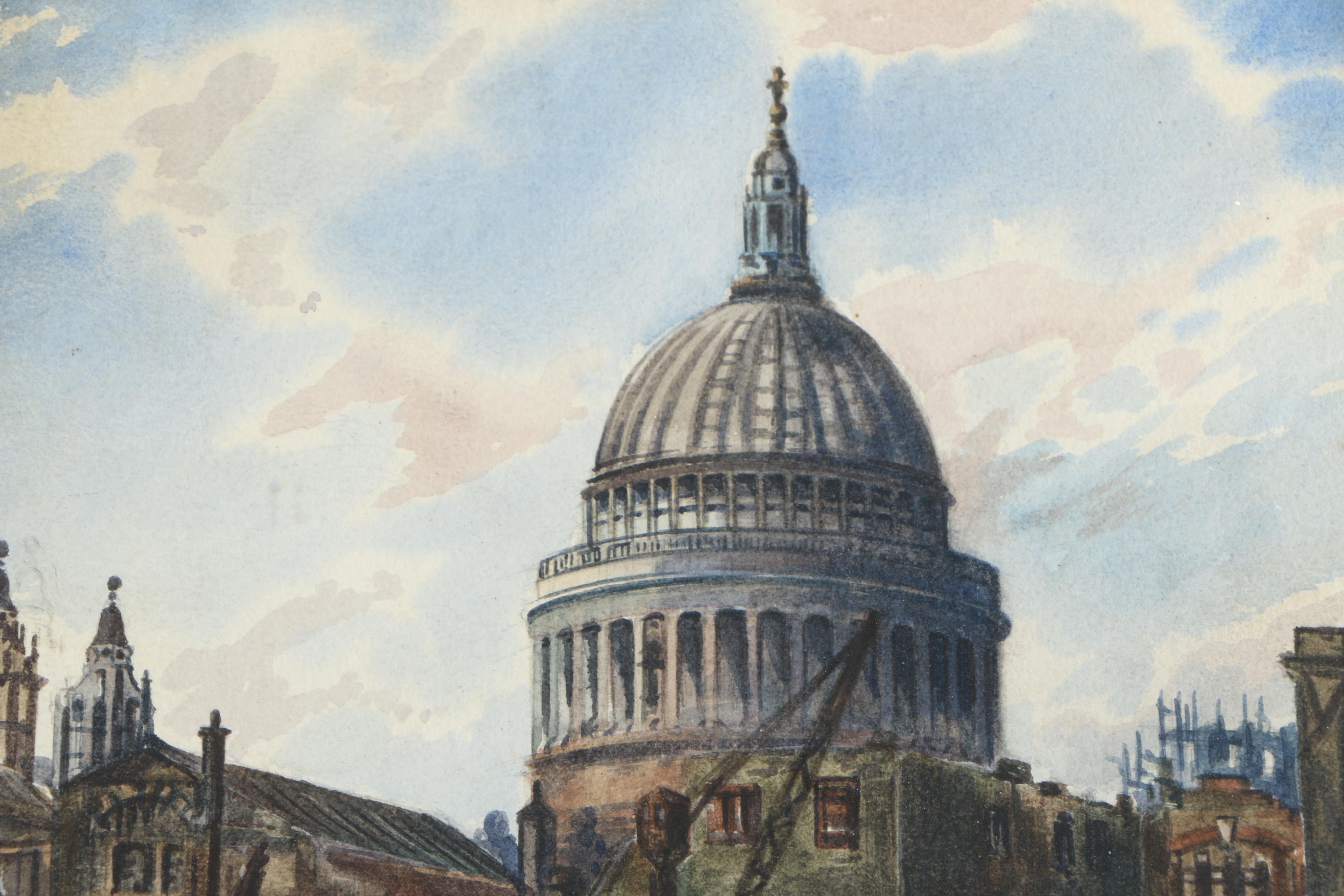 1952 Watercolor Painting of Waterfront Scene