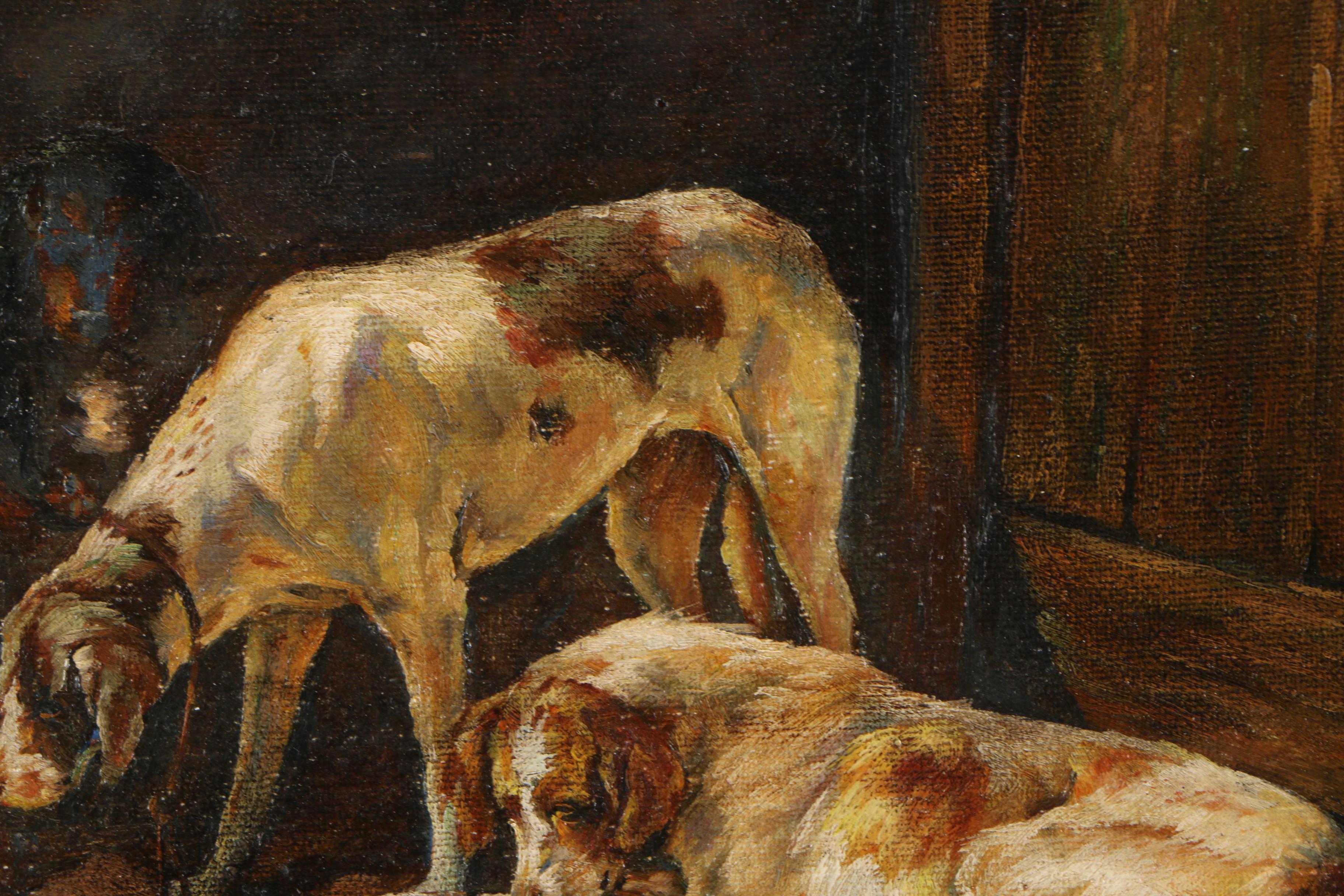 Late 20th-Century Oil Painting of Two Sporting Dogs