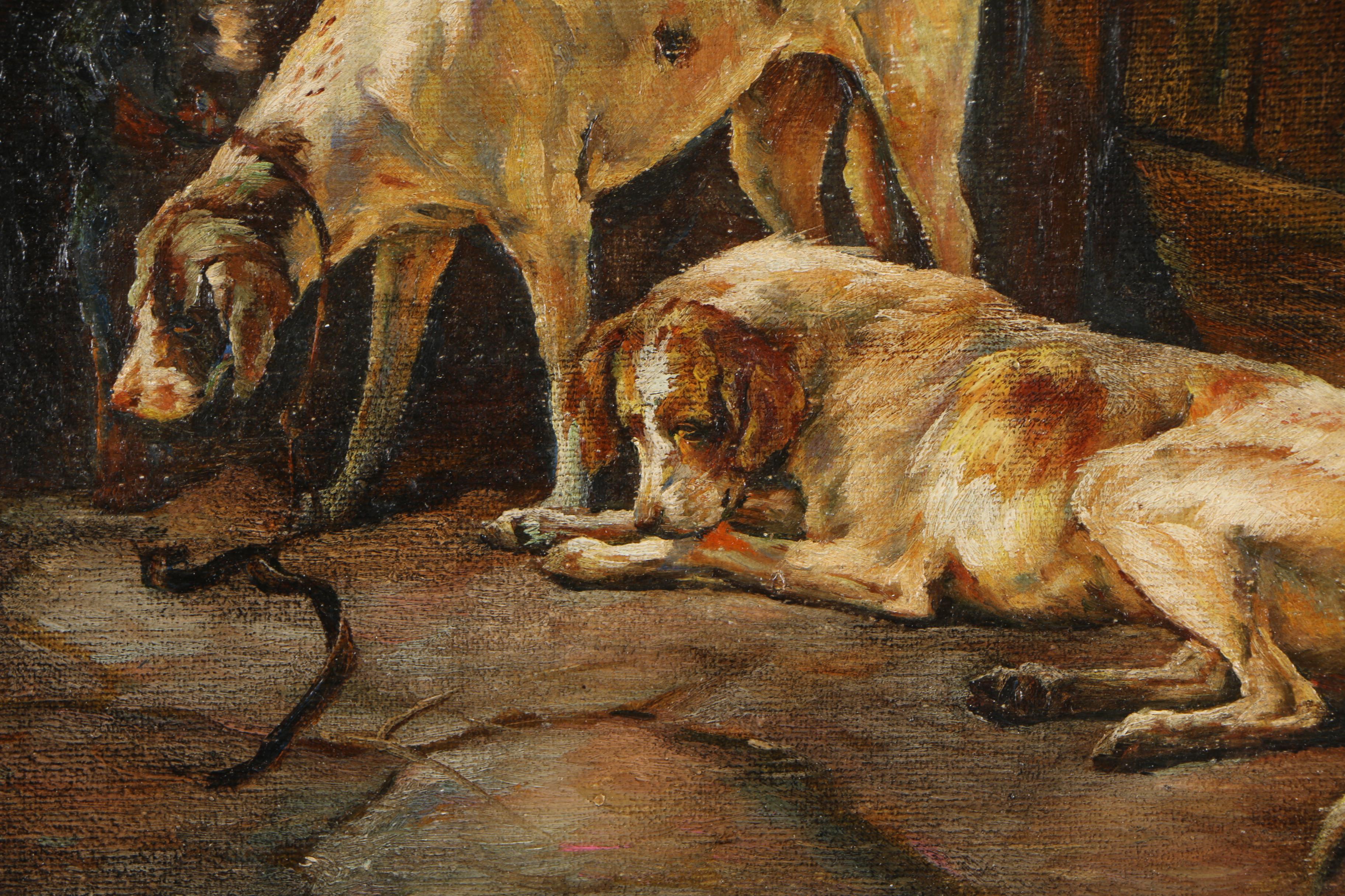 Late 20th-Century Oil Painting of Two Sporting Dogs