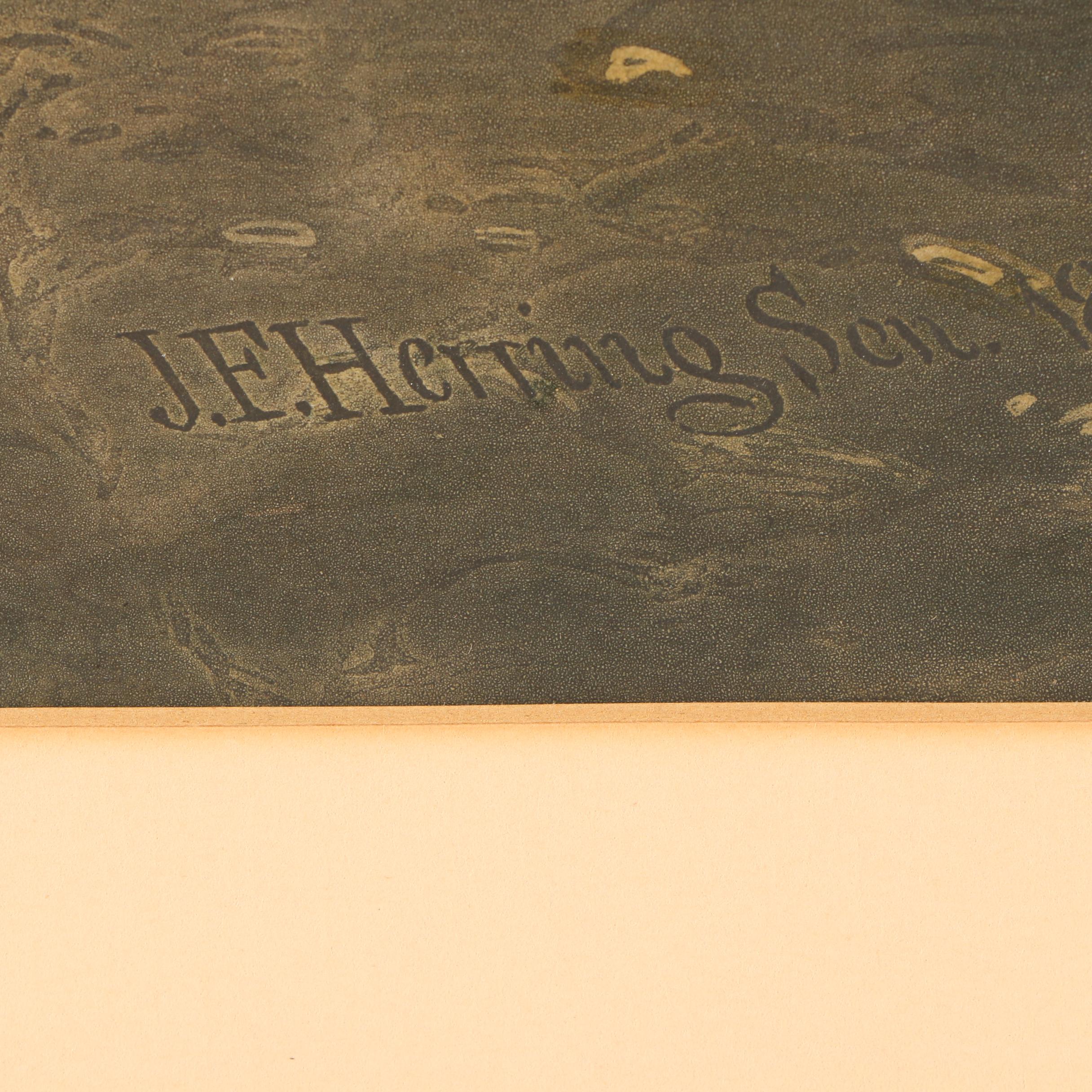 Hand Colored Lithograph Print after J.F. Herring Sen. "Evening"