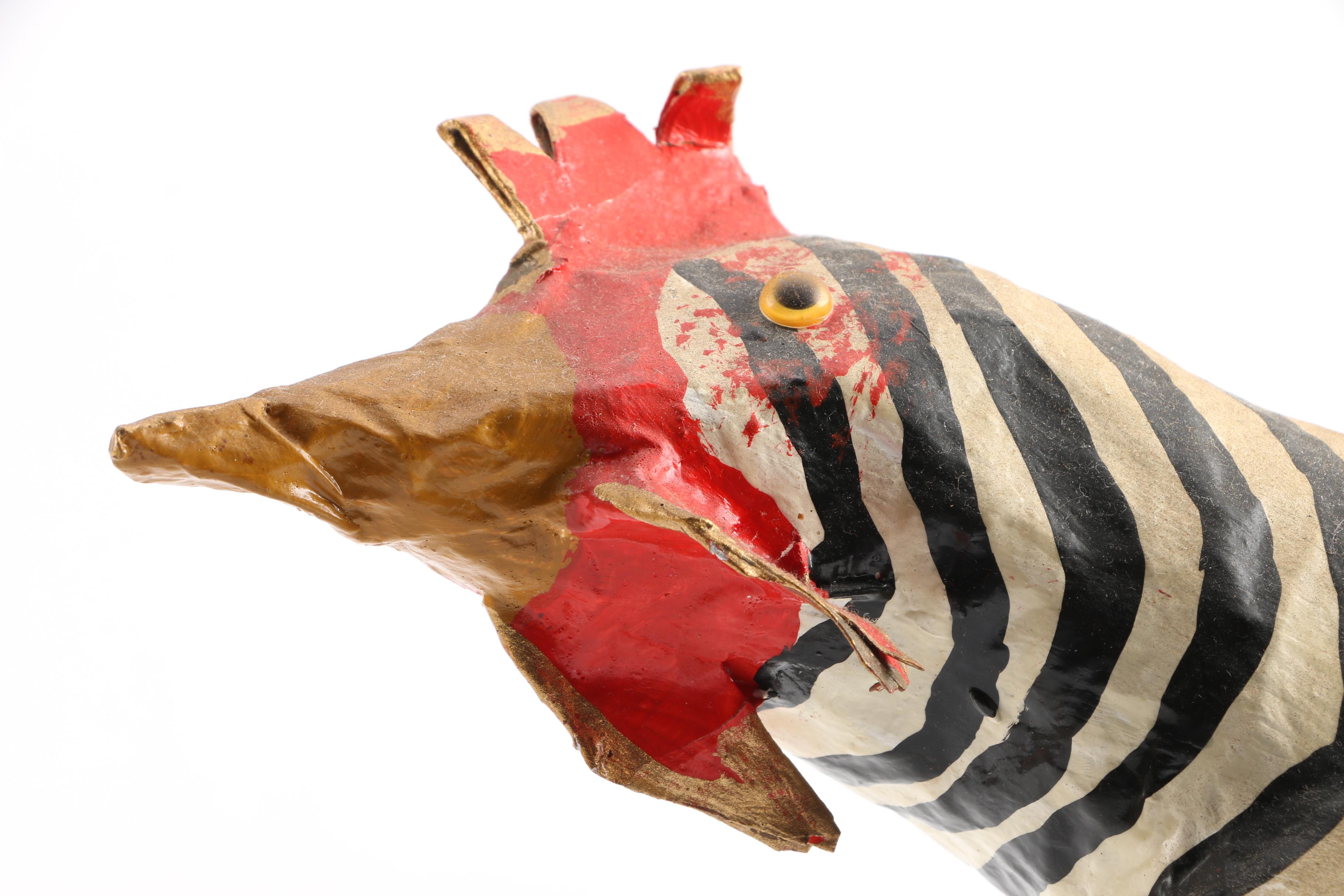 Wood and Papier-Mâché Folk Art Style Chicken Figures Including D. Herb