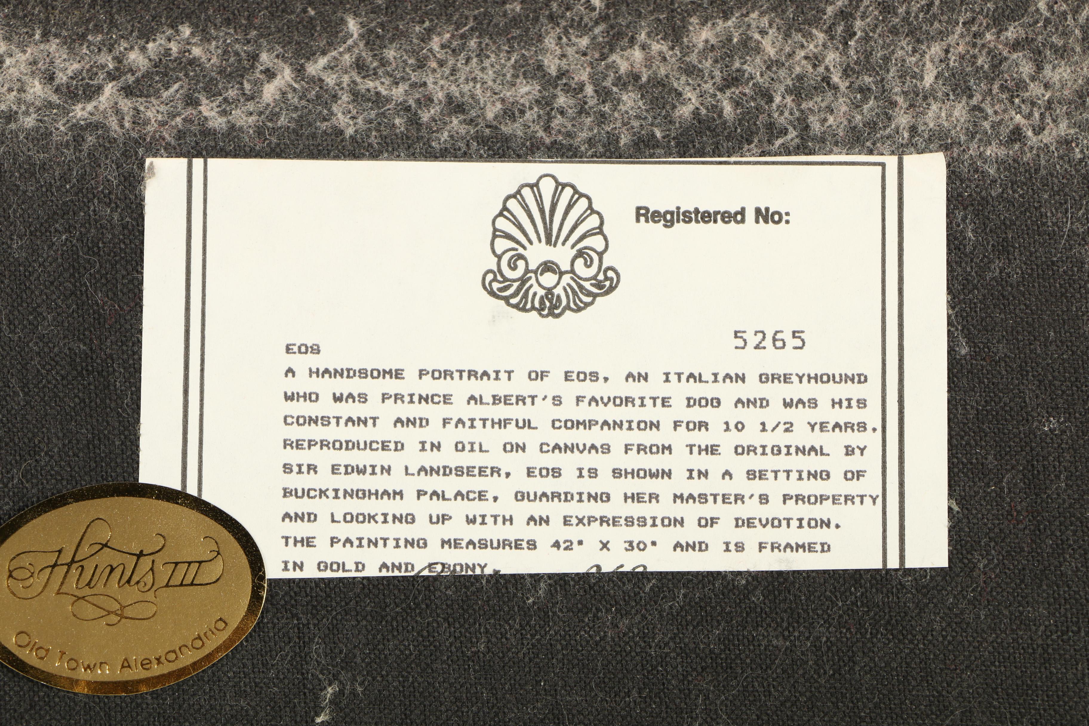 Oil Copy Painting After Sir Edwin Landseer "Eos"