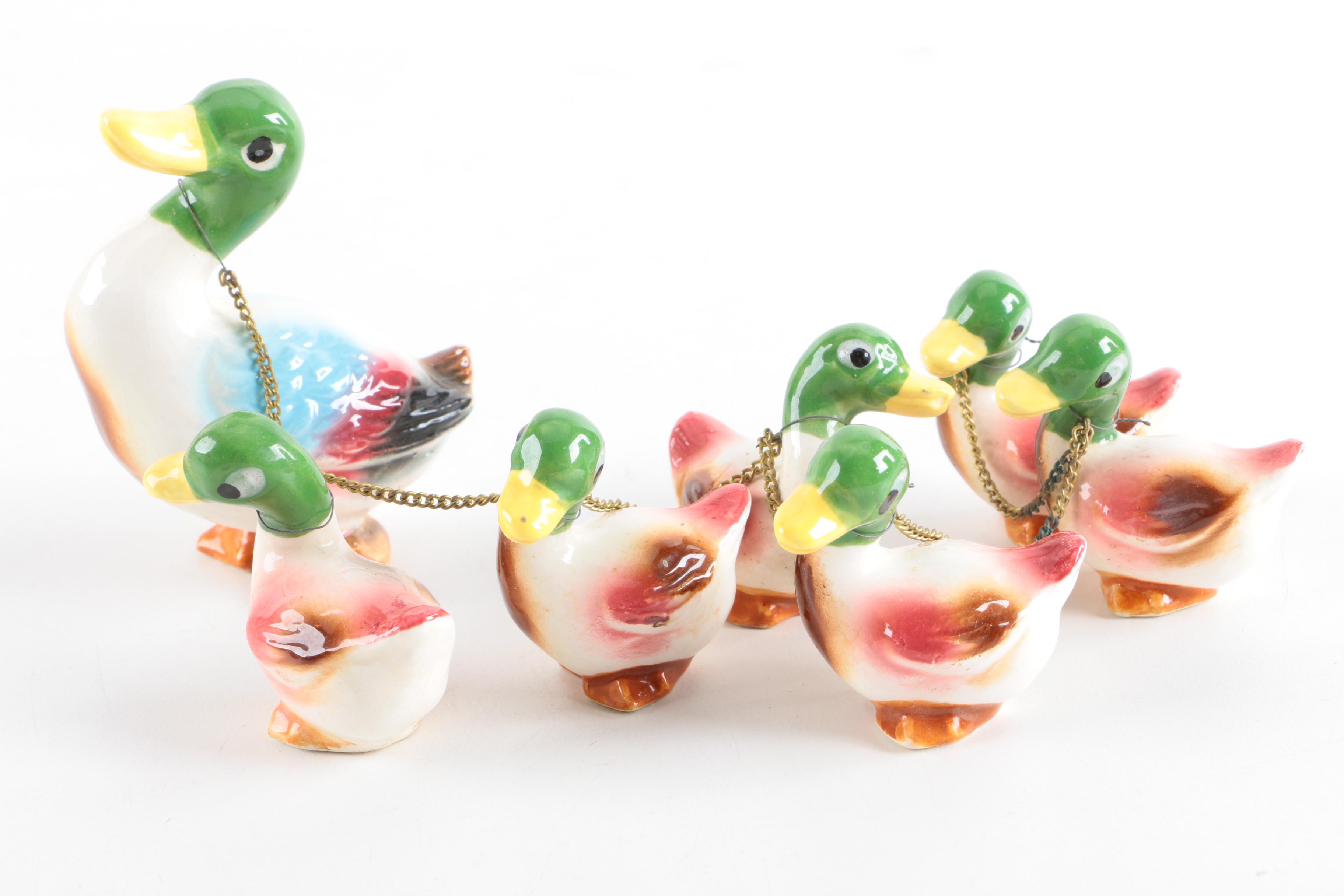 Vintage Porcelain Animal Figurines with Babies from Japan