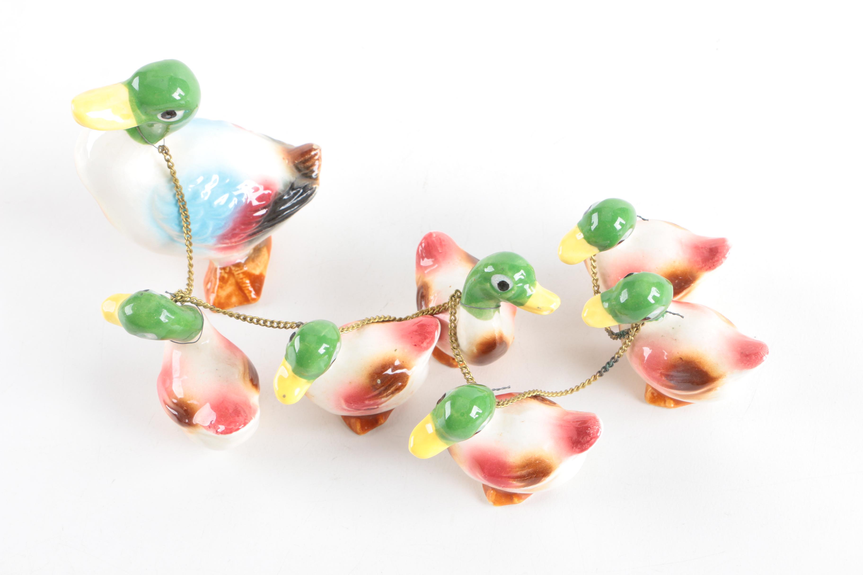 Vintage Porcelain Animal Figurines with Babies from Japan