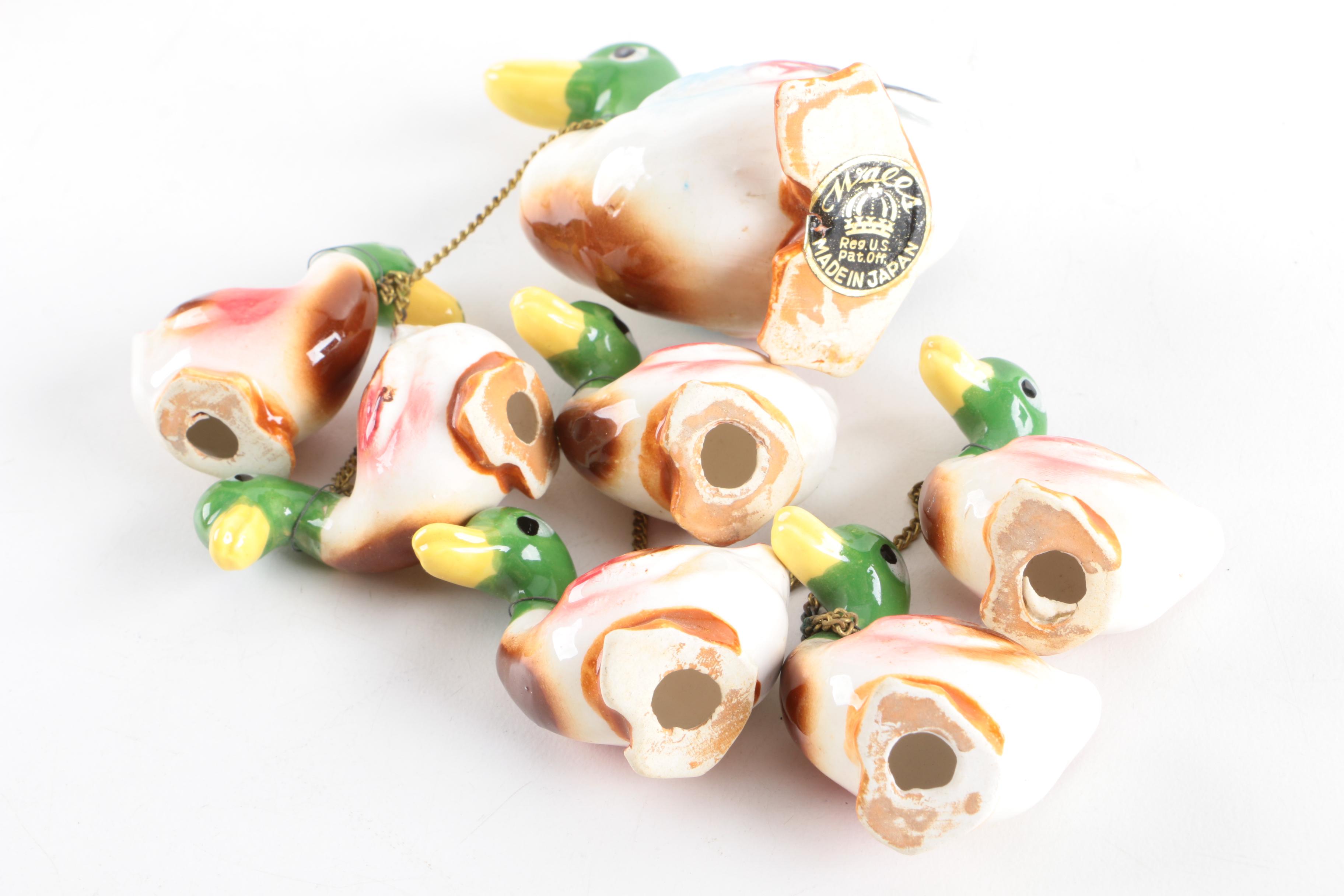 Vintage Porcelain Animal Figurines with Babies from Japan