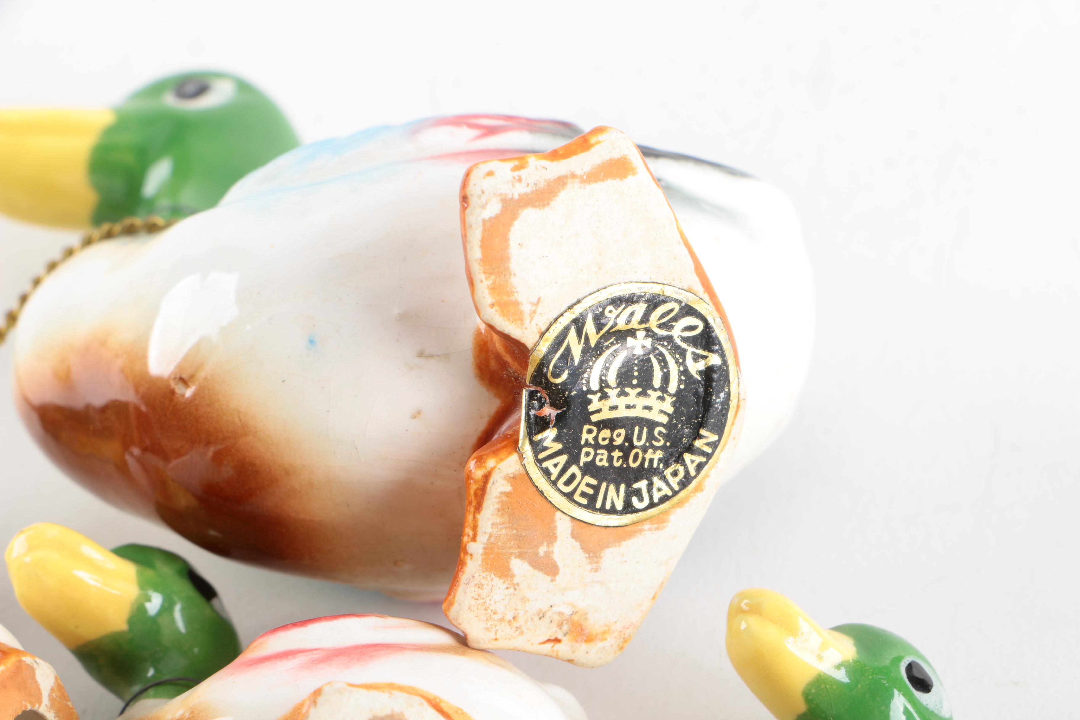 Vintage Porcelain Animal Figurines with Babies from Japan