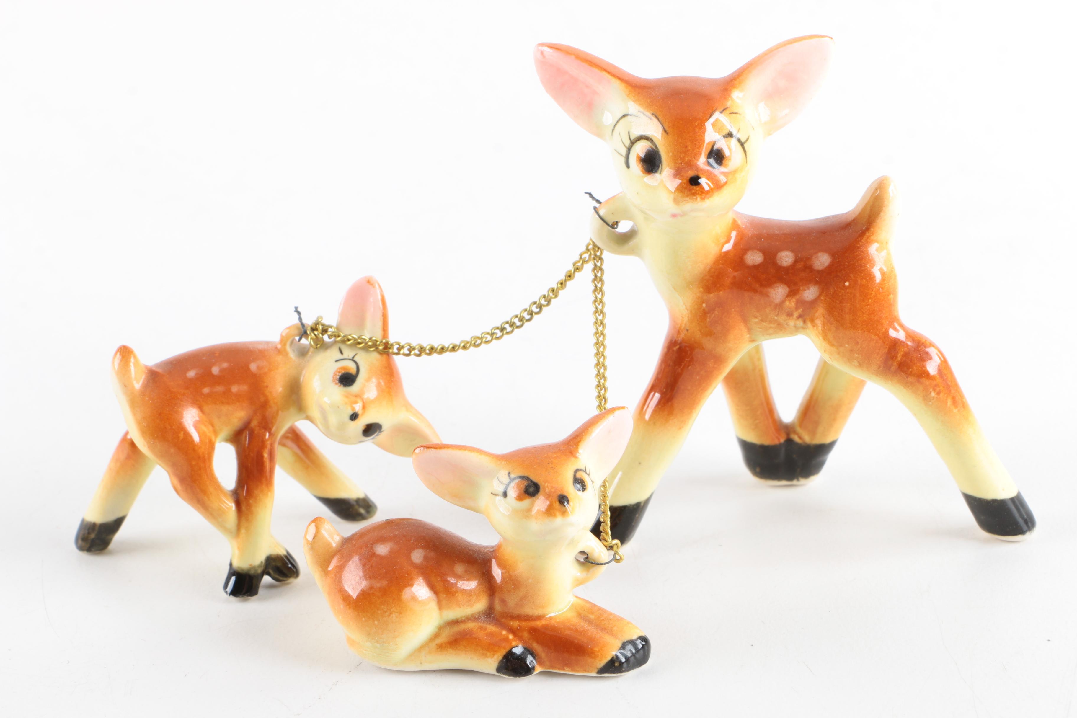 Vintage Porcelain Animal Figurines with Babies from Japan