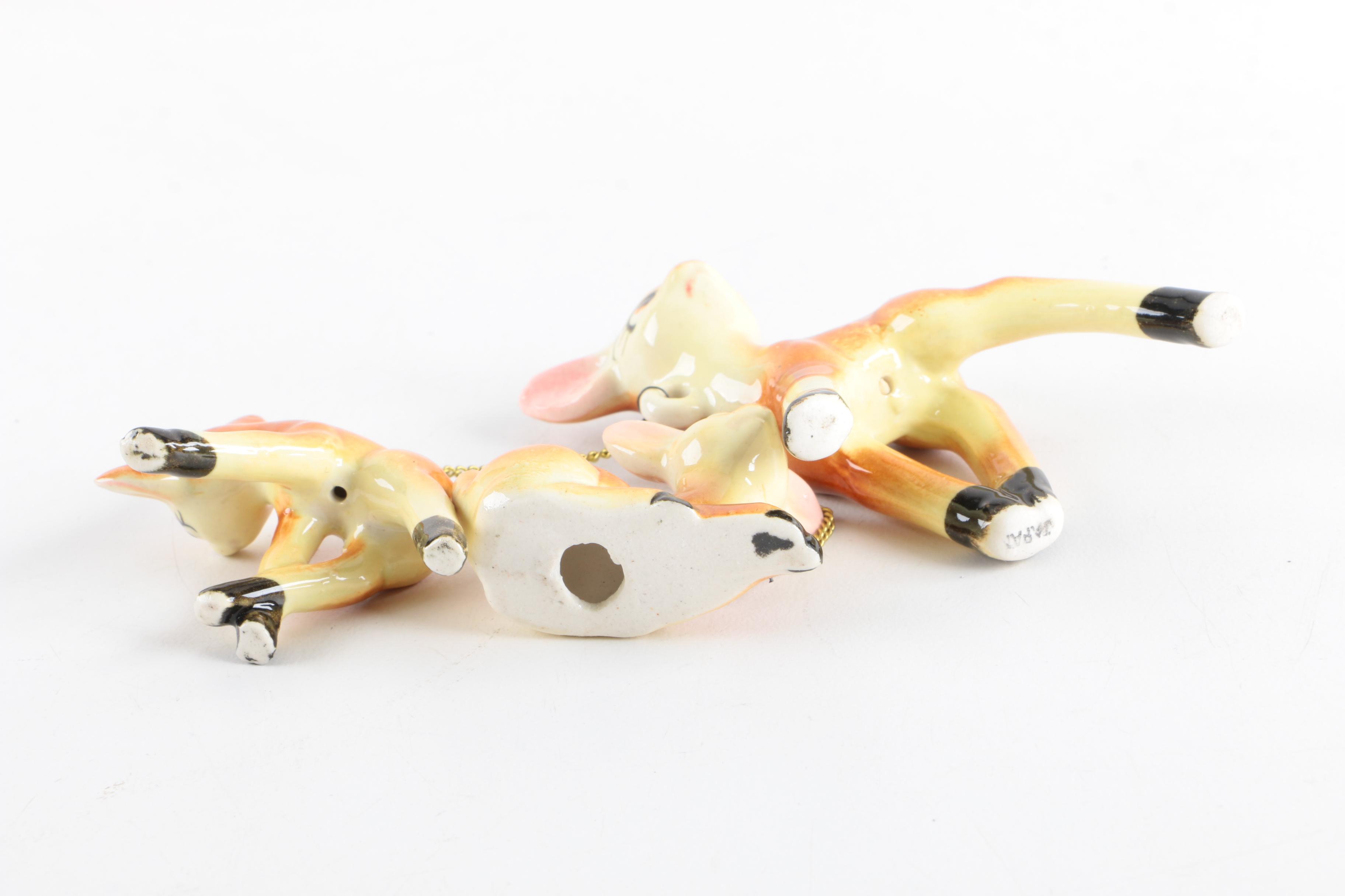 Vintage Porcelain Animal Figurines with Babies from Japan