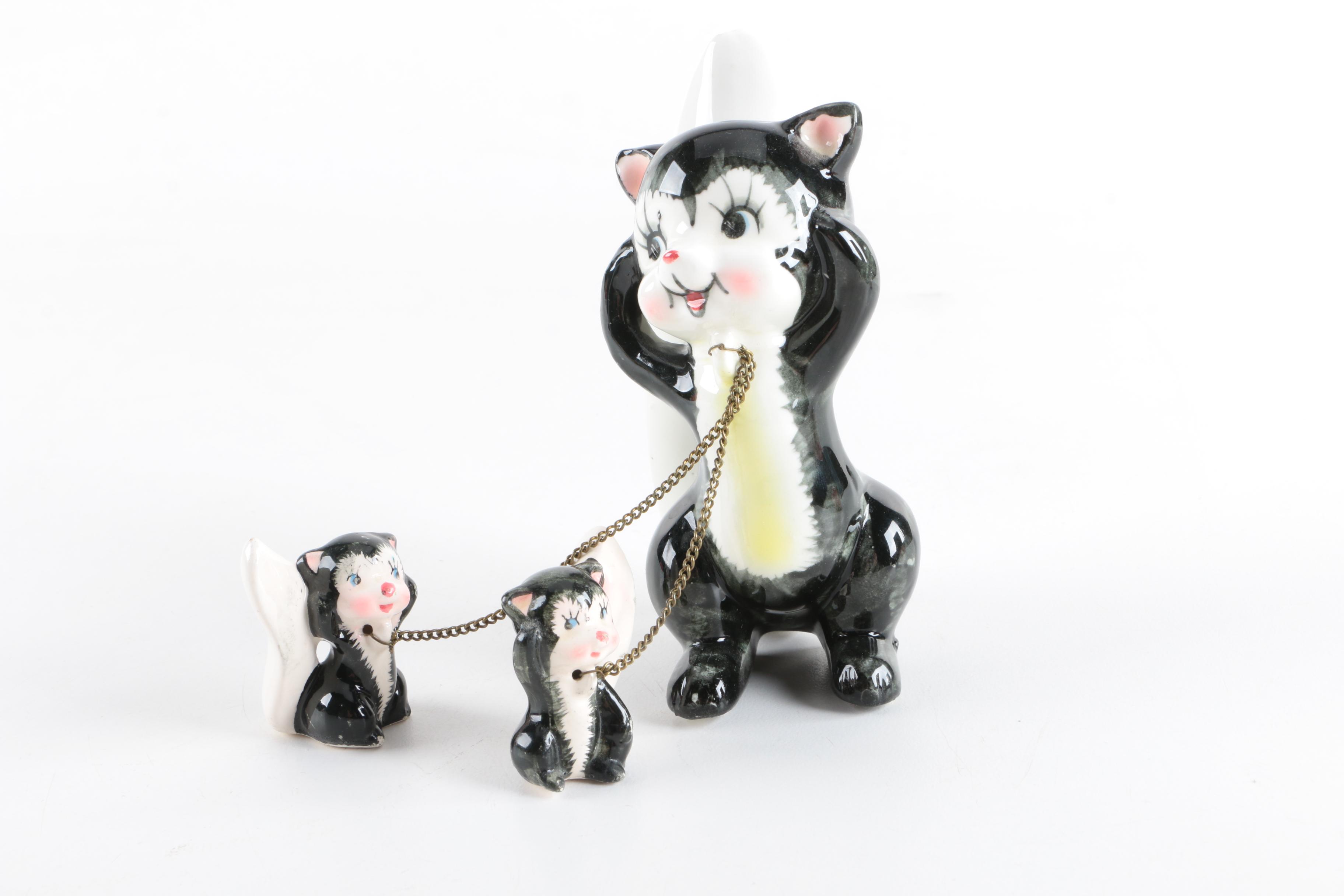 Vintage Porcelain Animal Figurines with Babies from Japan