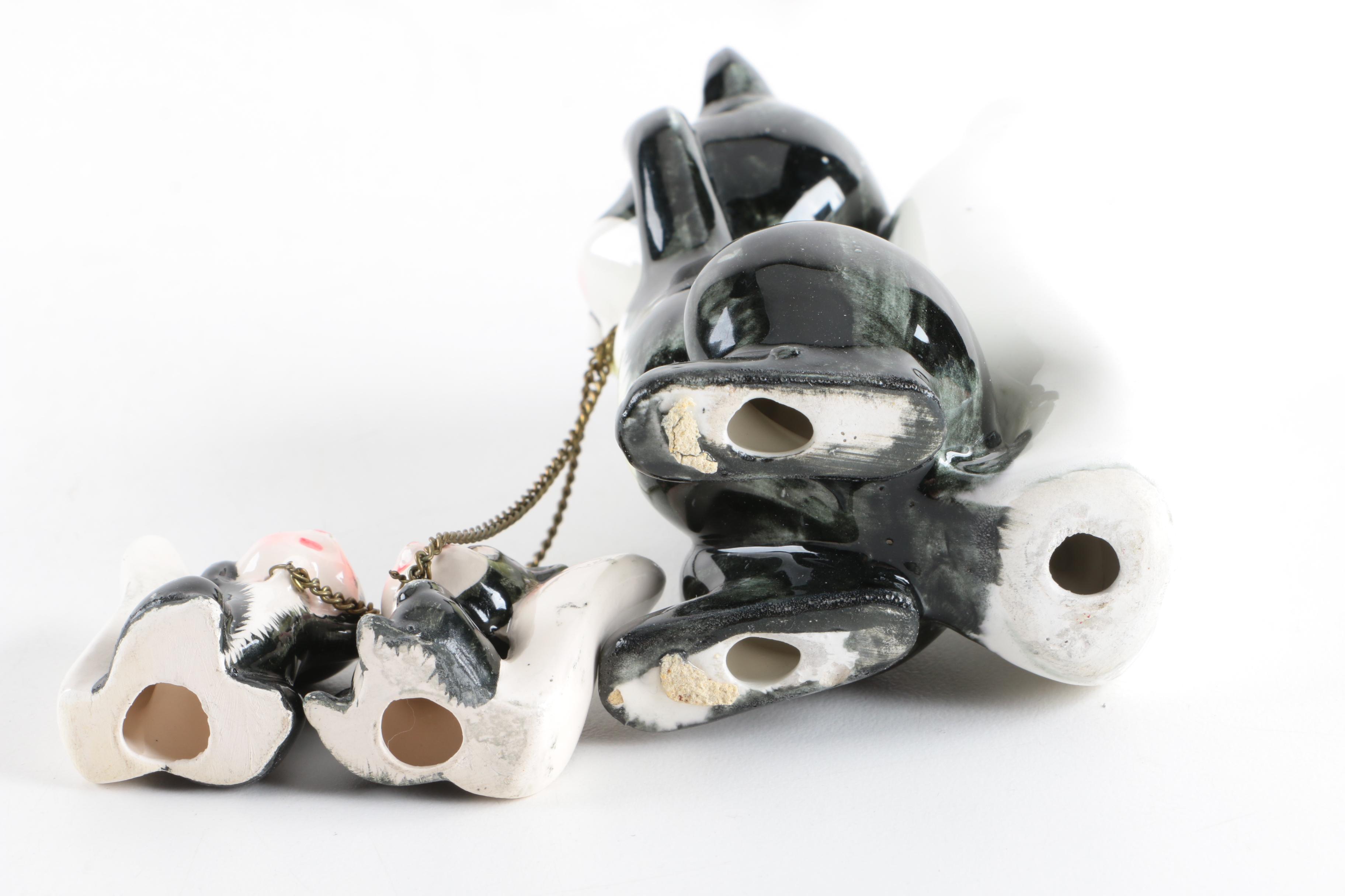 Vintage Porcelain Animal Figurines with Babies from Japan