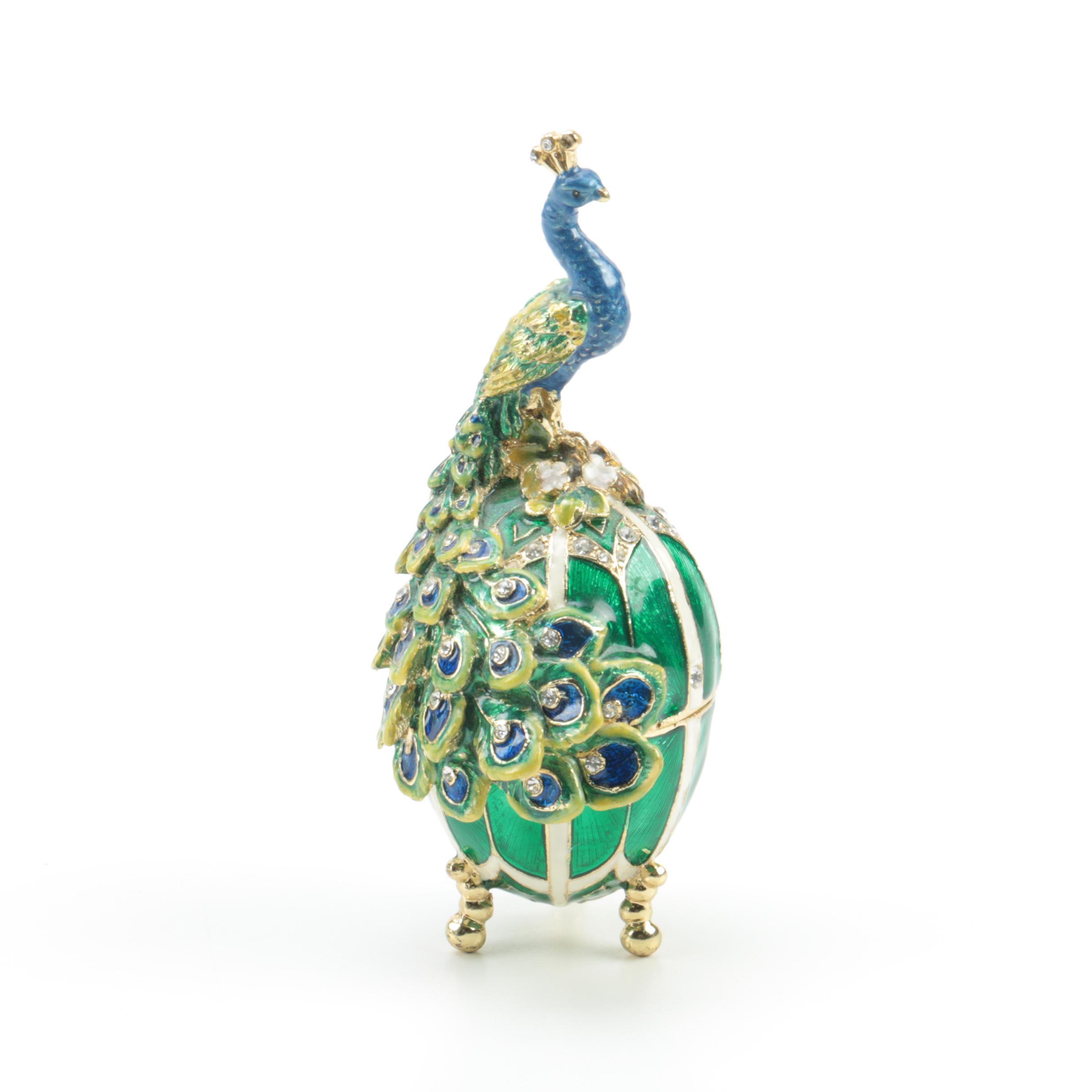 Sorelle Enamel Peacock Trinket Box