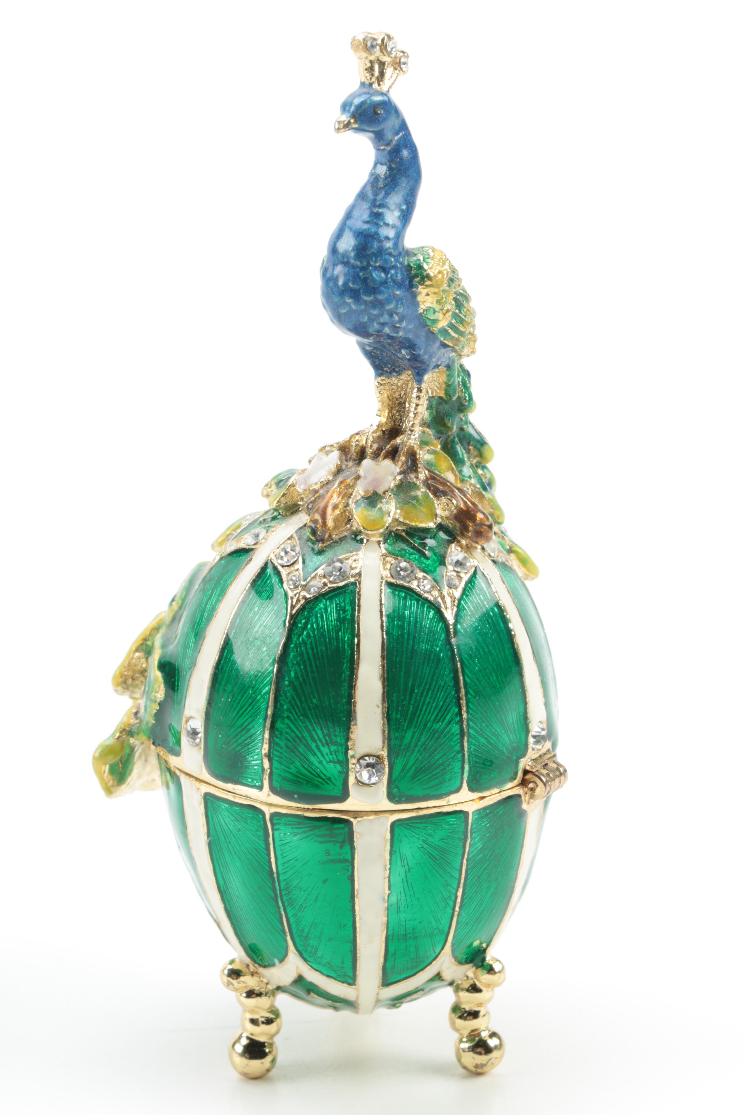 Sorelle Enamel Peacock Trinket Box