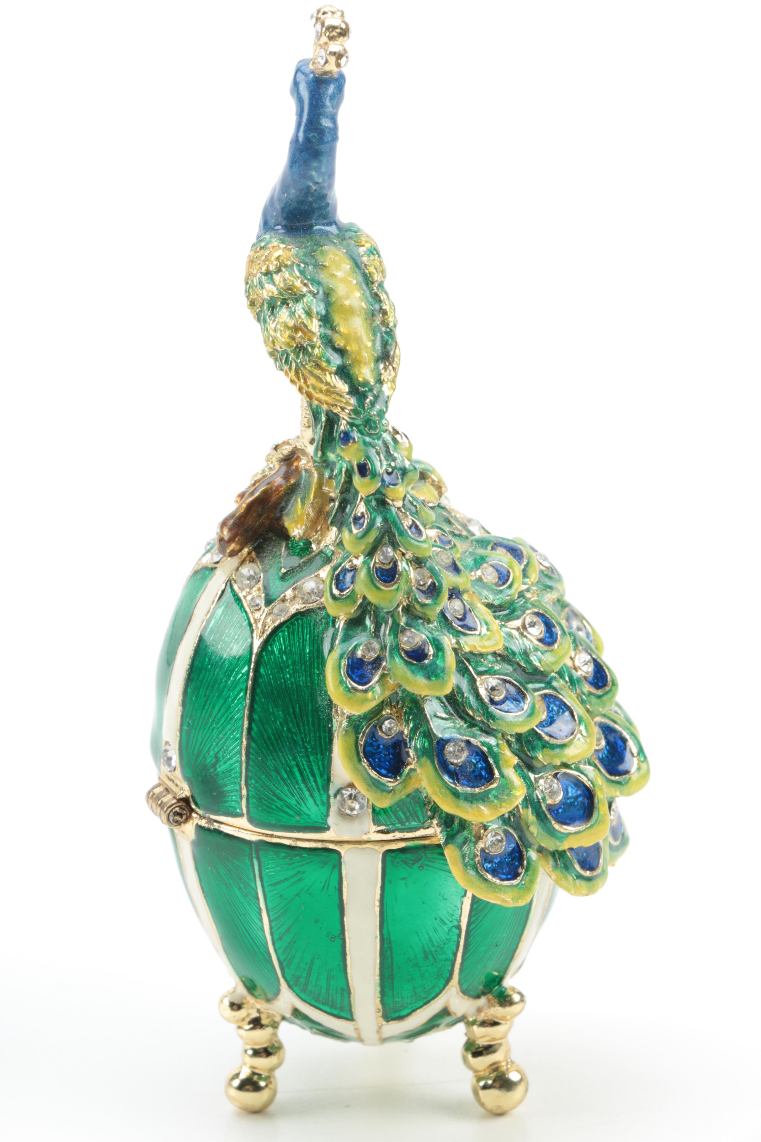Sorelle Enamel Peacock Trinket Box