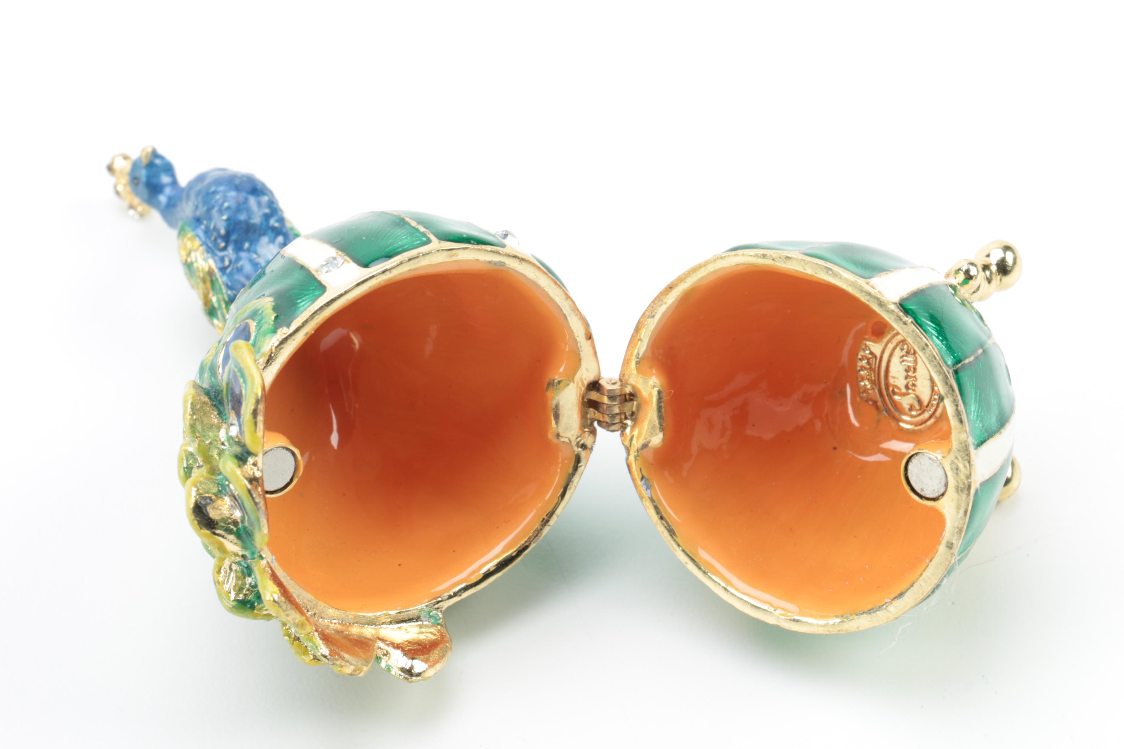 Sorelle Enamel Peacock Trinket Box