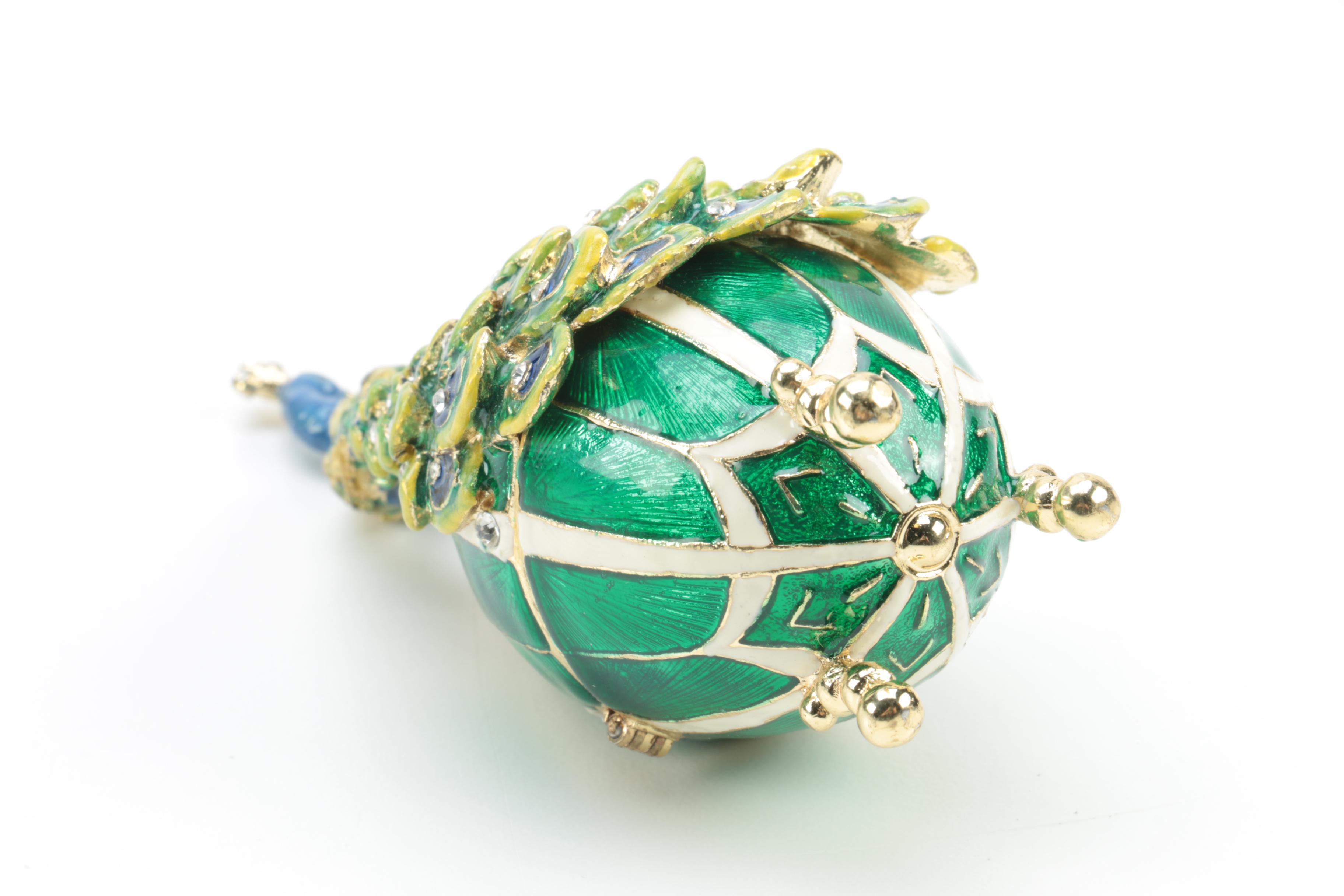 Sorelle Enamel Peacock Trinket Box