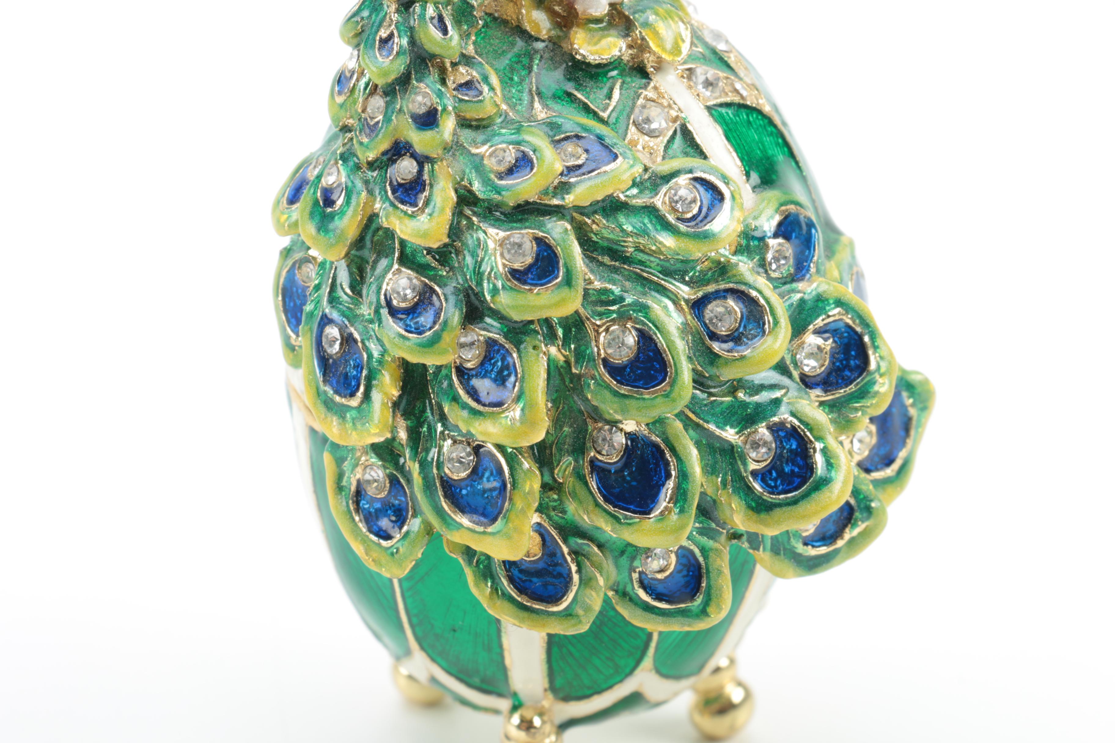 Sorelle Enamel Peacock Trinket Box