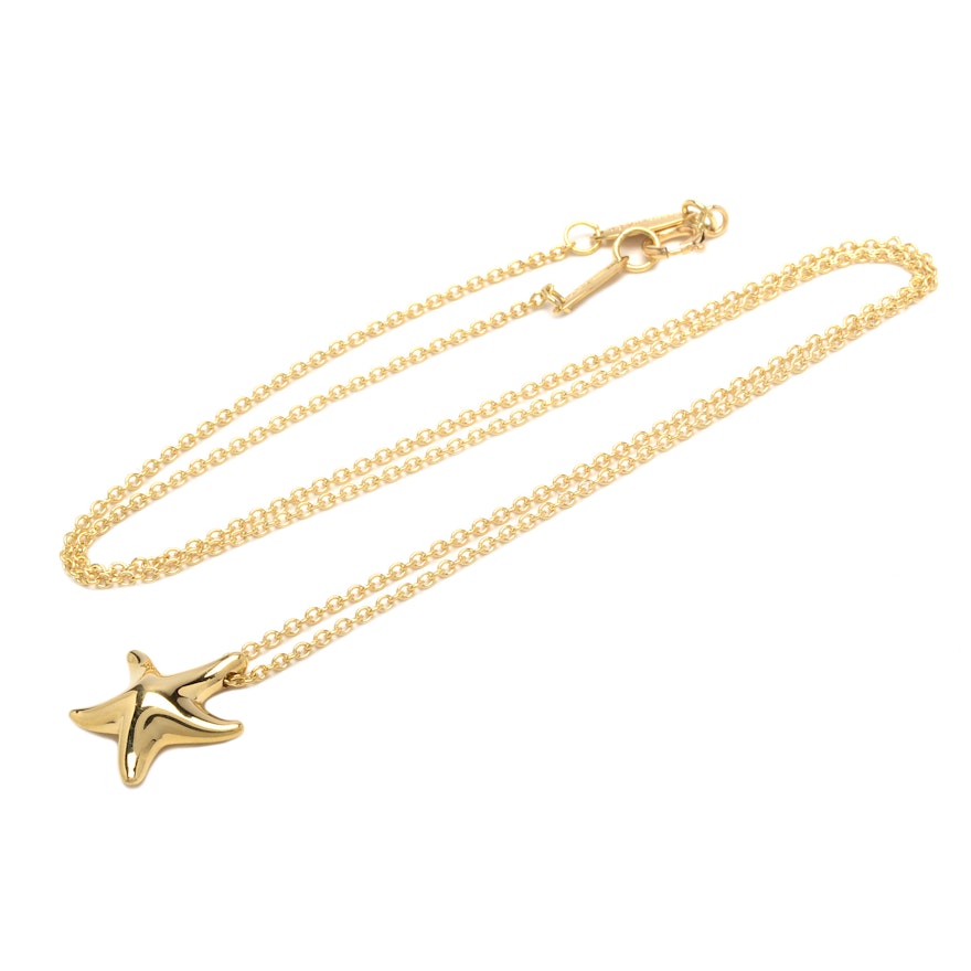 Tiffany & Co. Elsa Peretti ® 18K Yellow Gold Starfish Pendant Necklace