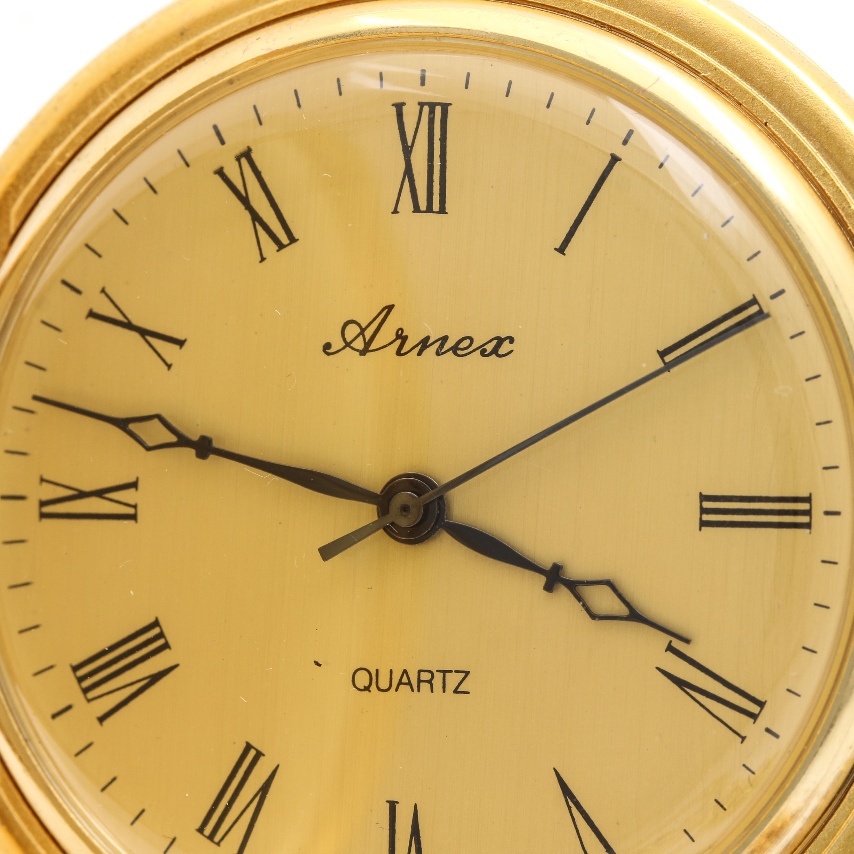 Arnex Gold Tone Hunting Case Watch With Gold Plated Fob