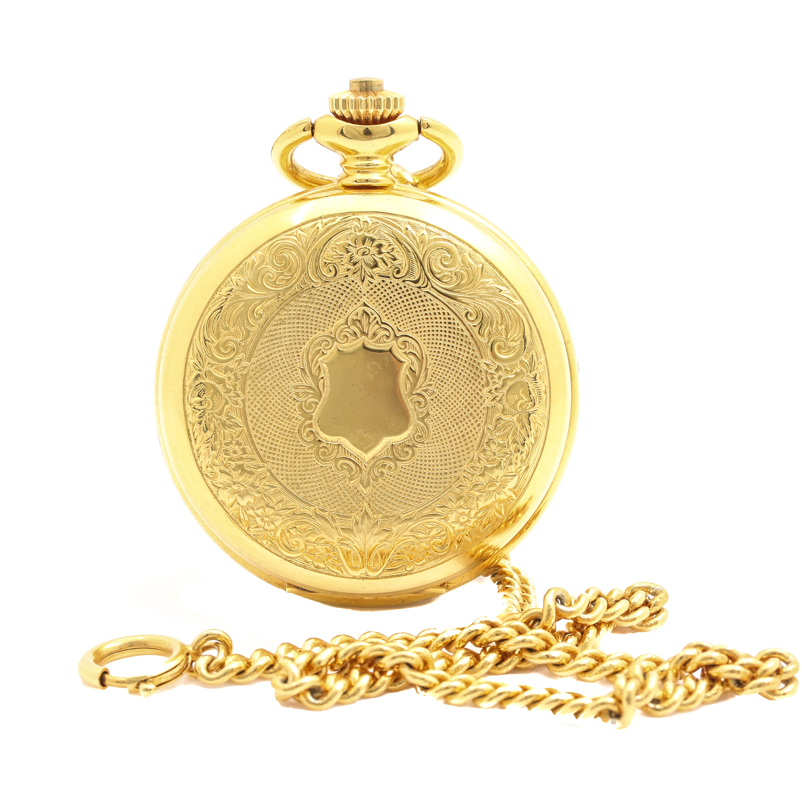 Arnex Gold Tone Hunting Case Watch With Gold Plated Fob