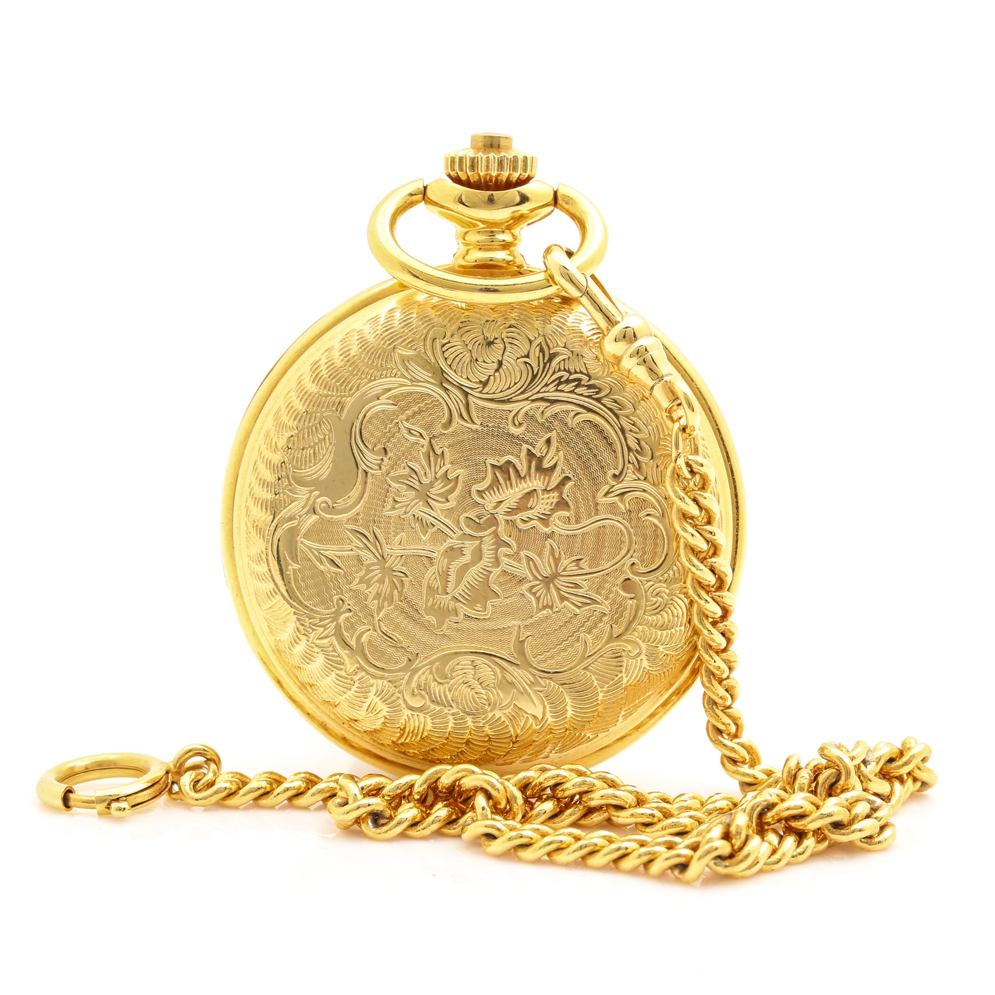 Arnex Gold Tone Hunting Case Watch With Gold Plated Fob