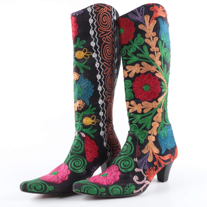 Erkan Demir for Artemis Embroidered Velvet Boots