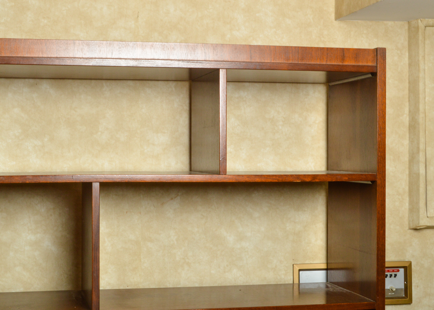 Vintage Mid Century Modern Walnut Bookcase Cabinet with Desk by Stanley