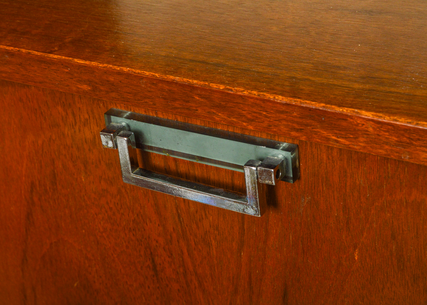 Vintage Mid Century Modern Walnut Bookcase Cabinet with Desk by Stanley