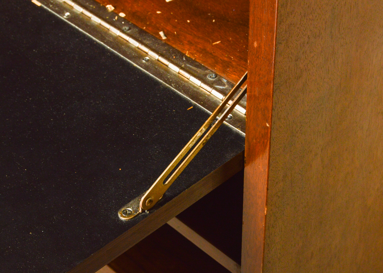 Vintage Mid Century Modern Walnut Bookcase Cabinet with Desk by Stanley