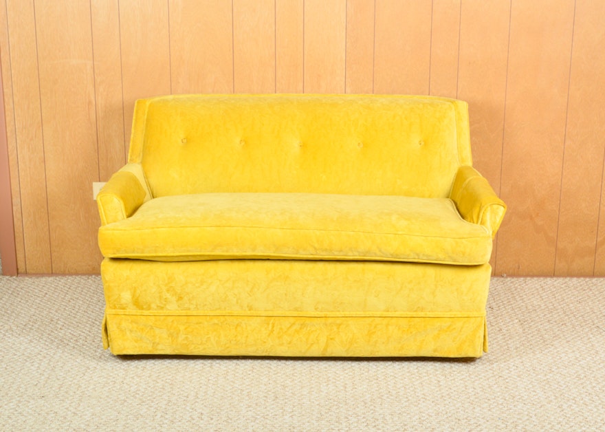 Mid Century Modern Yellow Loveseat