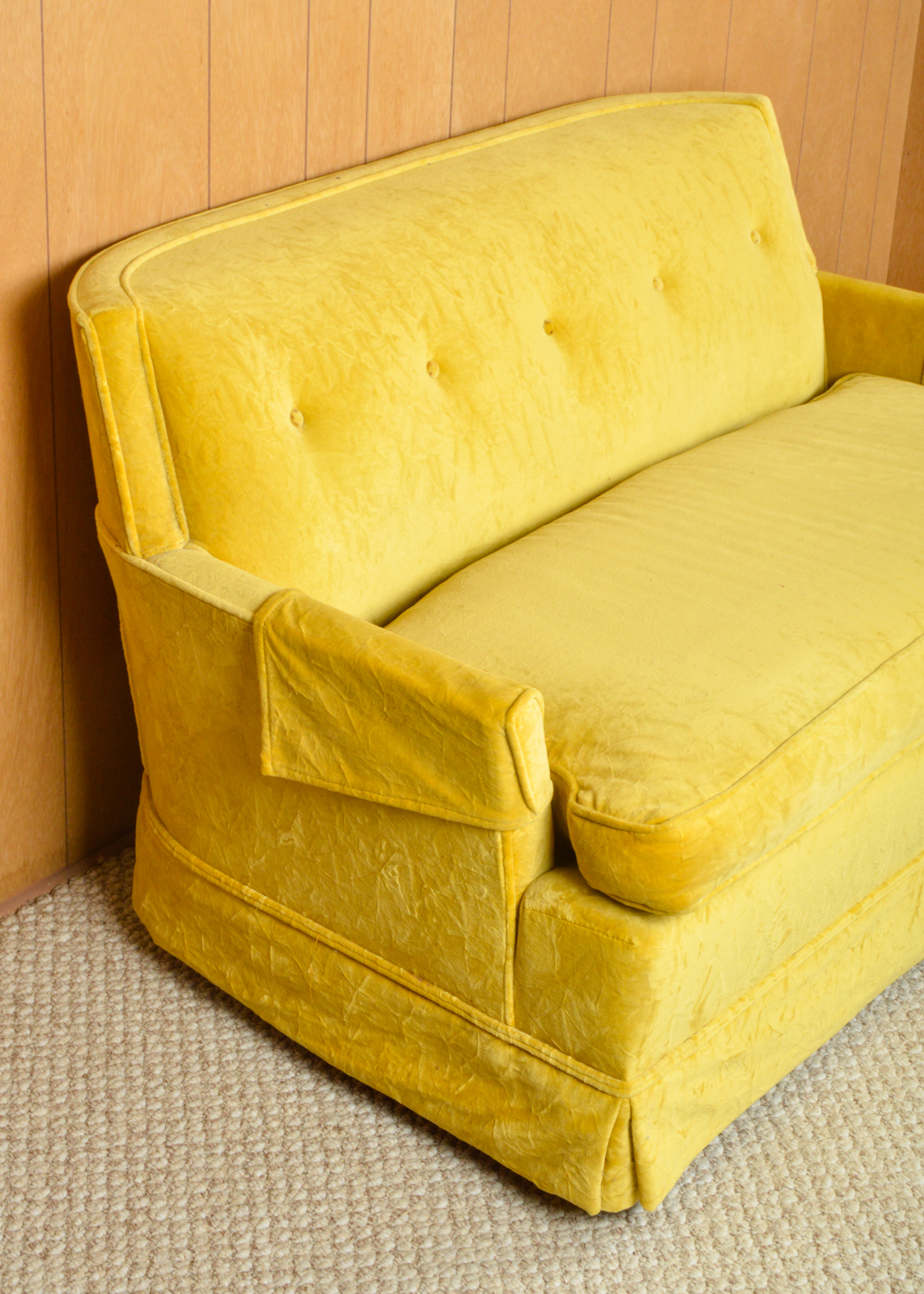 Mid Century Modern Yellow Loveseat