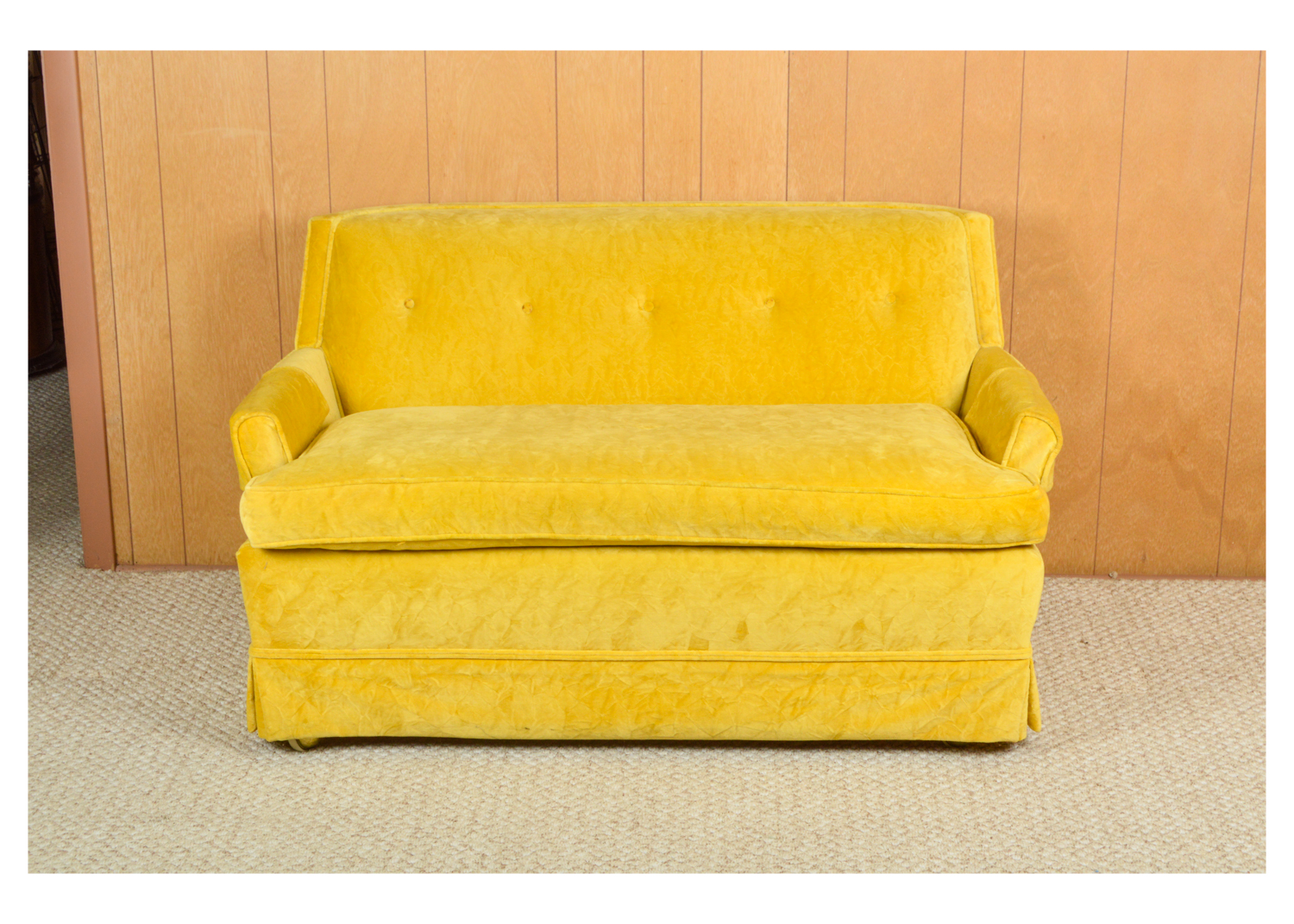 Mid Century Modern Yellow Loveseat