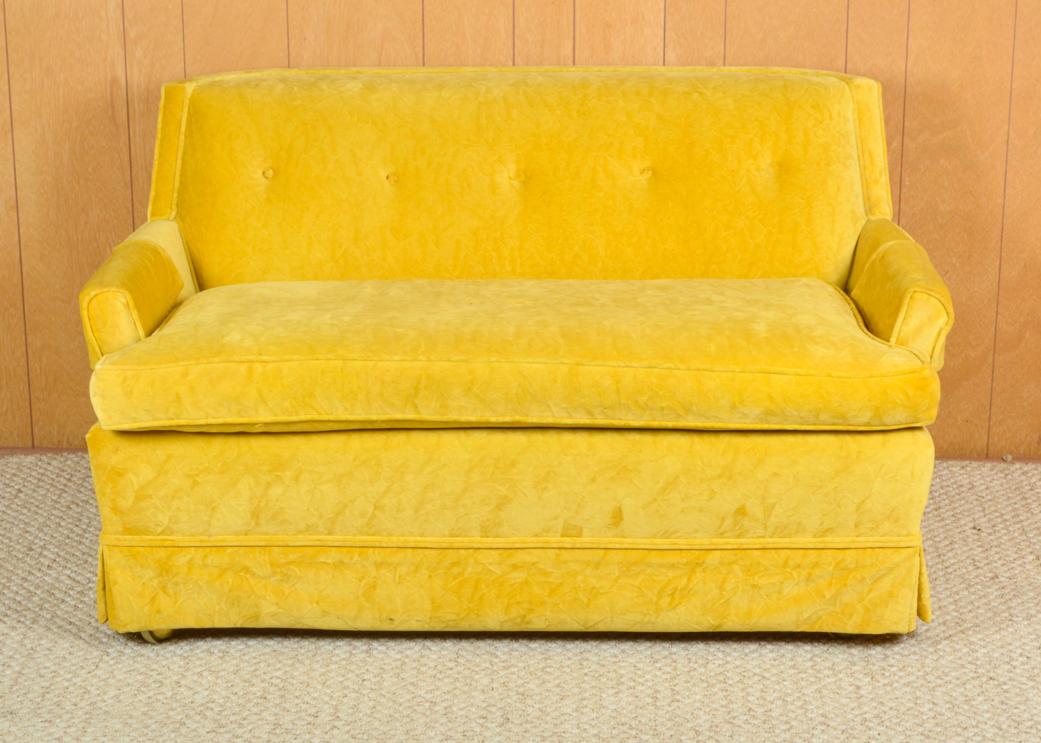 Mid Century Modern Yellow Loveseat