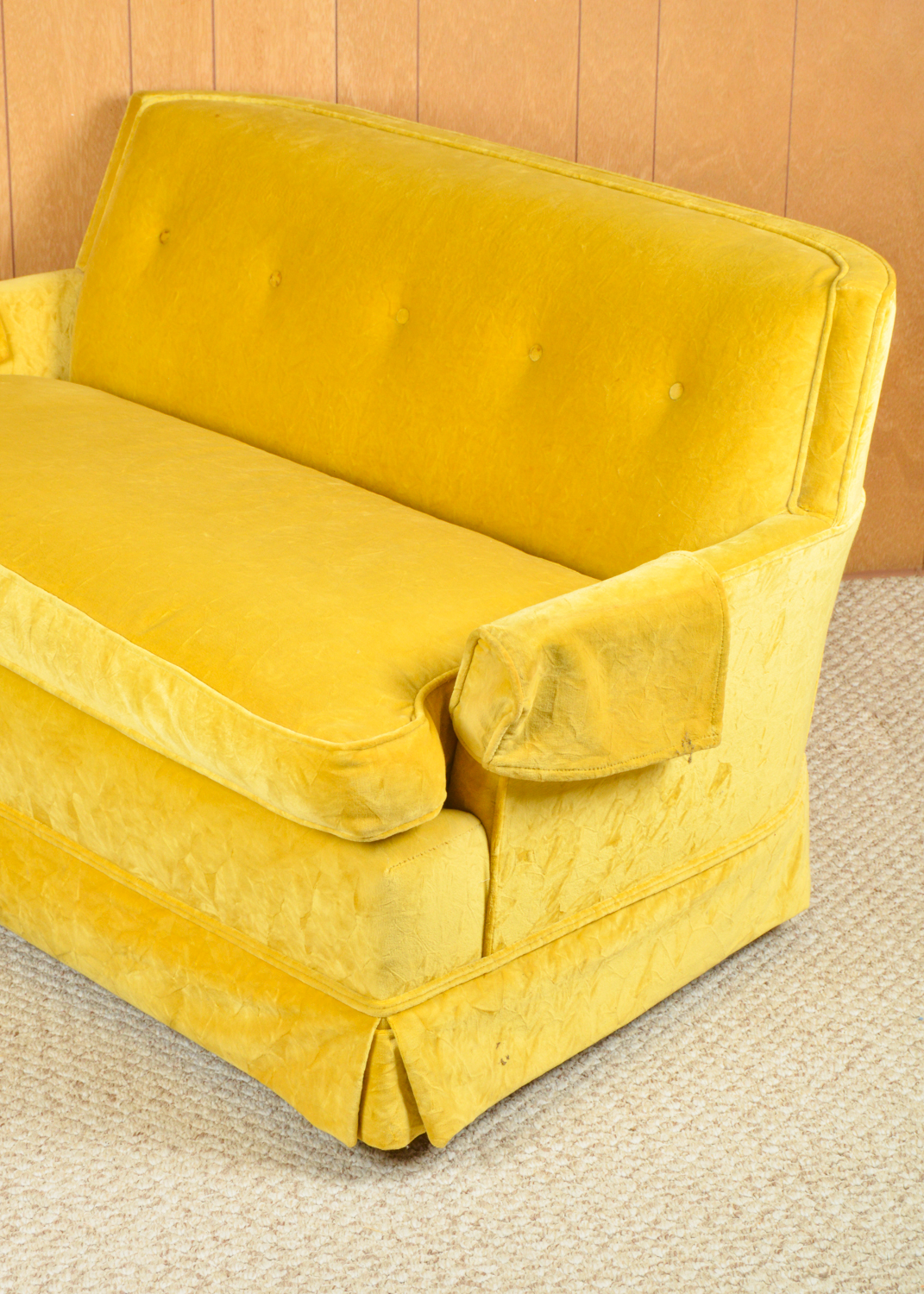 Mid Century Modern Yellow Loveseat