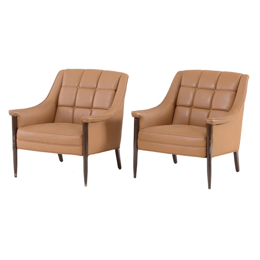 Pair of Mid Century Modern Kroehler Leather Upholstered Chairs