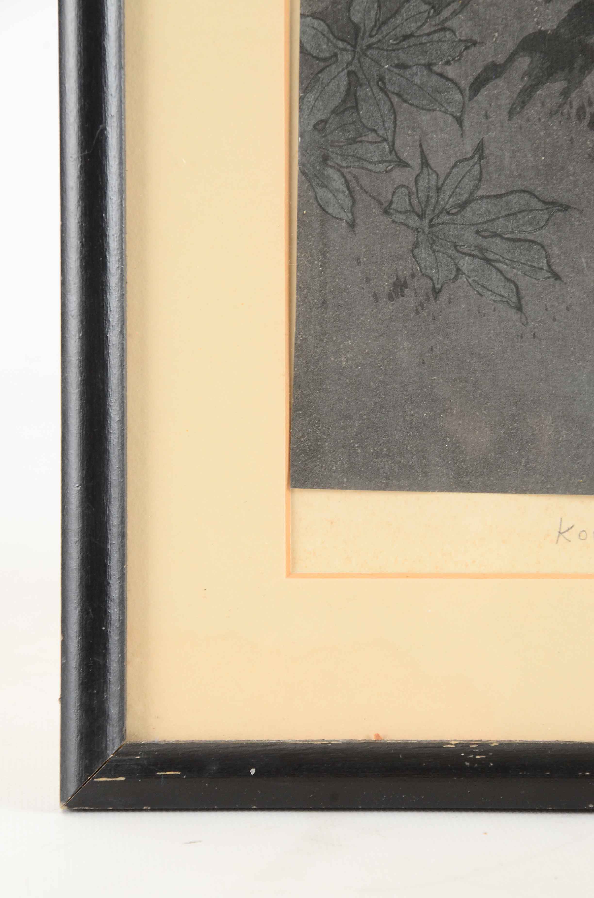 Koho Shoda Vintage Woodblock Print "Black Cat at Night"