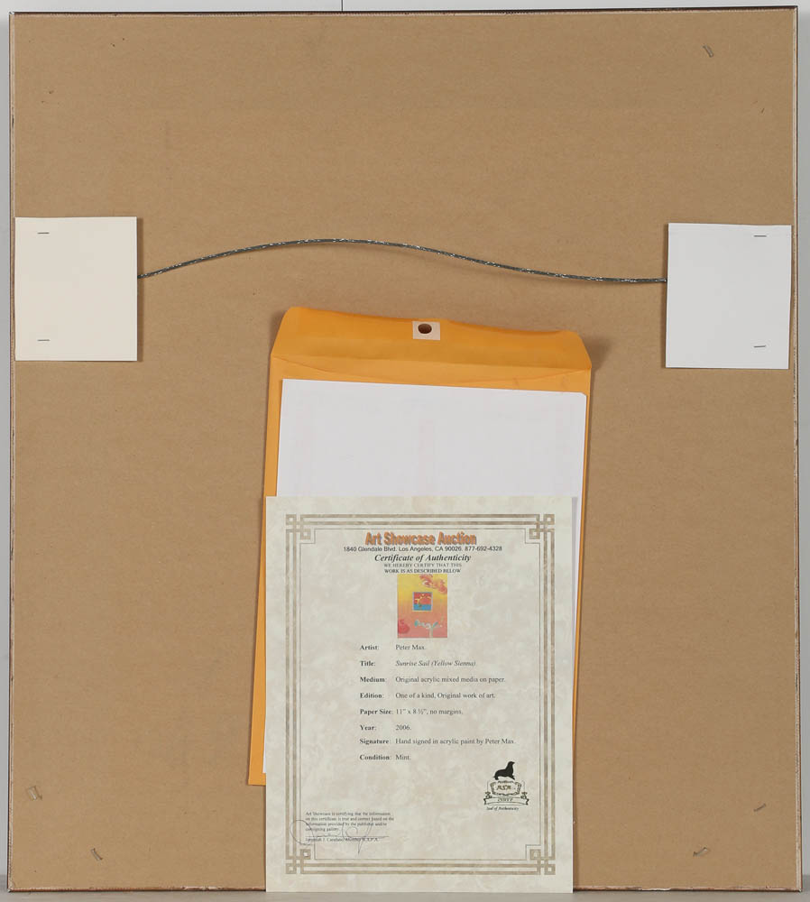 Peter Max Mixed Media "Sunrise Sail (Yellow Sienna)"